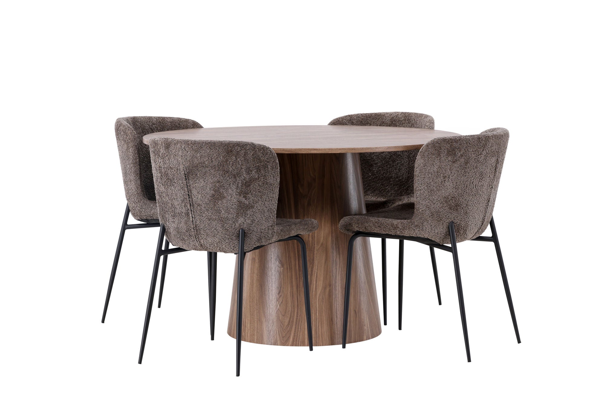Venture Home Lanzo spisebord φ120 - Natural / Natural MDF +Modesto Spisebordsstol - Grey / Smoked Black Boucle _4