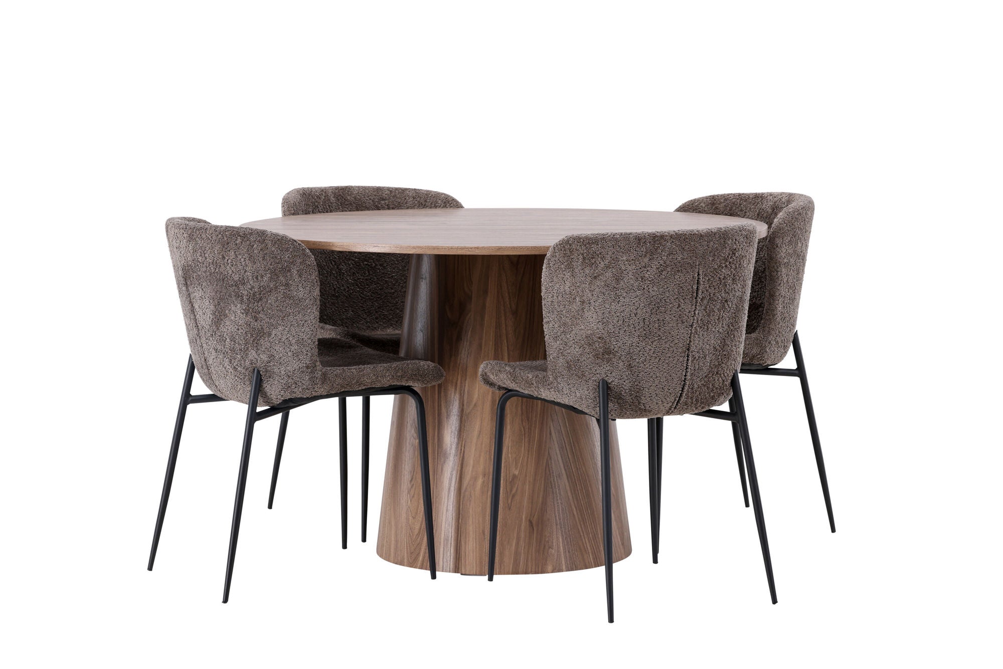 Venture Home Lanzo spisebord φ120 - Natural / Natural MDF +Modesto Spisebordsstol - Grey / Smoked Black Boucle _4
