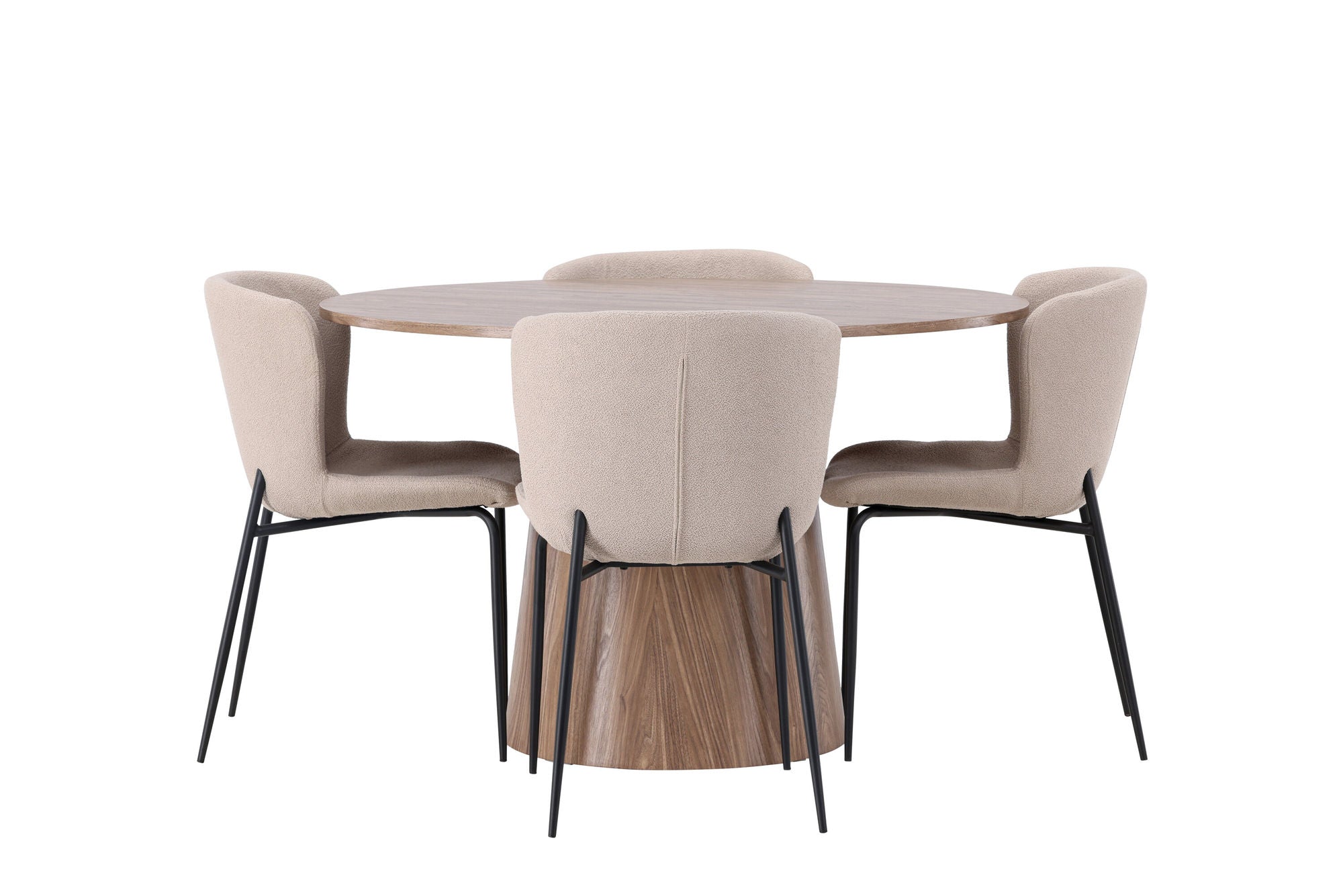 Venture Home Lanzo spisebord φ120 - Natural / Natural MDF +Modesto Spisebordsstol - Beige / Beige Boucle _4