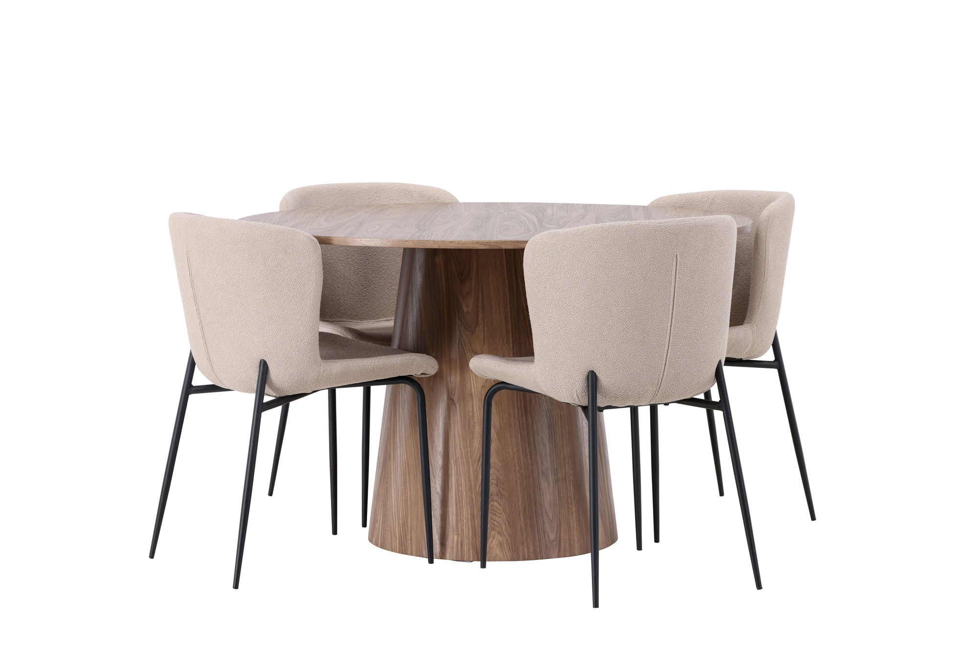 Venture Home Lanzo spisebord φ120 - Natural / Natural MDF +Modesto Spisebordsstol - Beige / Beige Boucle _4