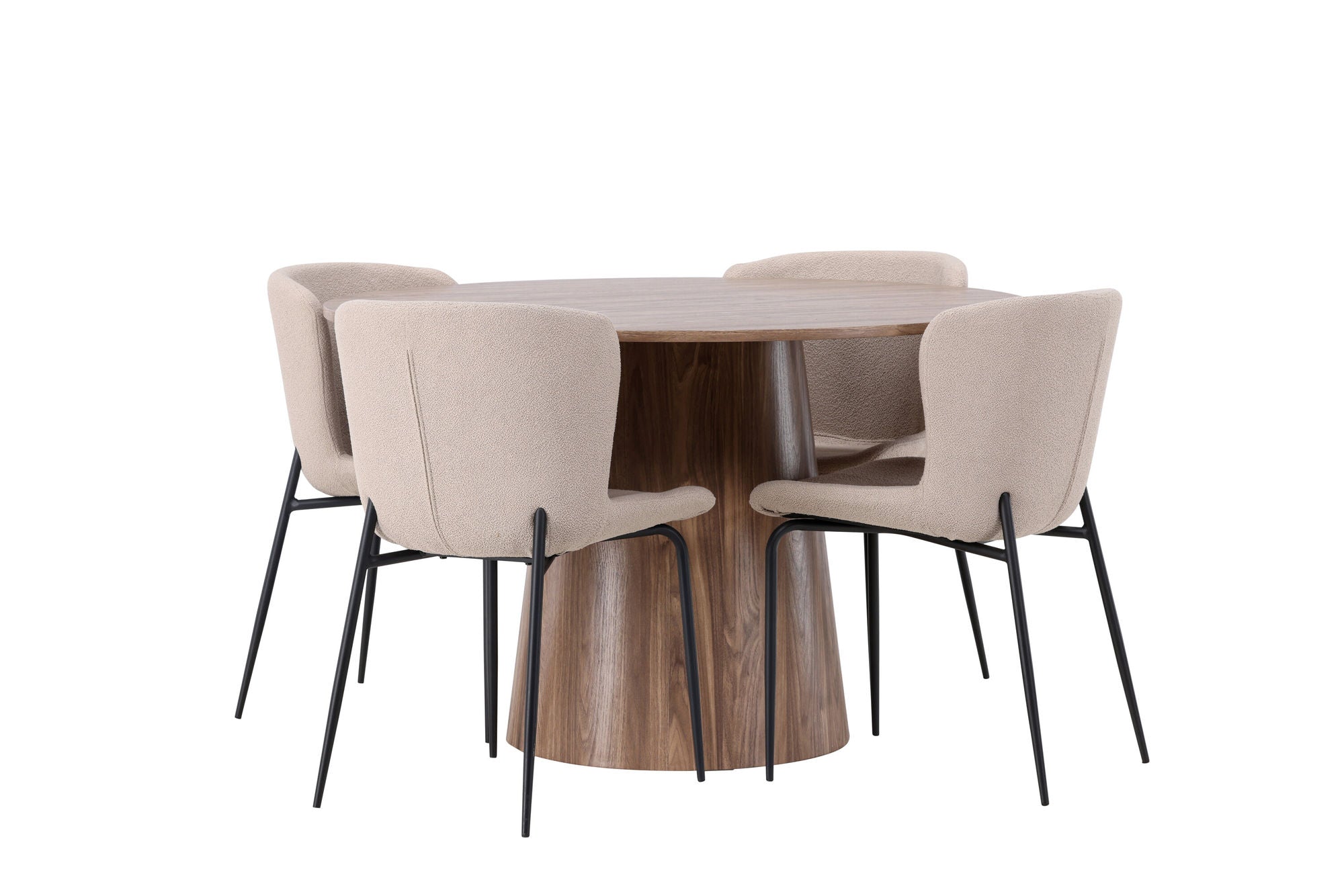 Venture Home Lanzo spisebord φ120 - Natural / Natural MDF +Modesto Spisebordsstol - Beige / Beige Boucle _4