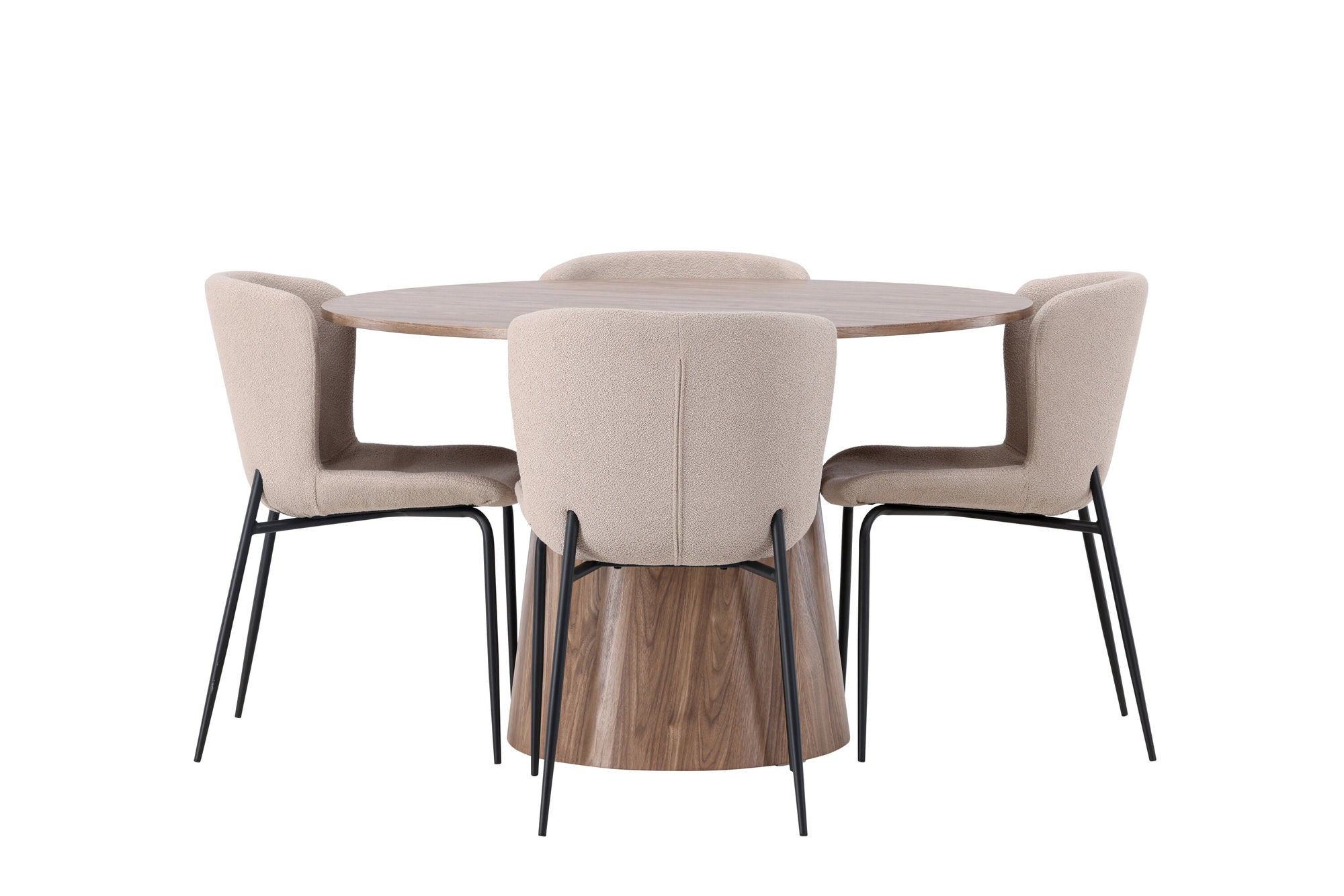 Venture Home Lanzo spisebord φ120 - Natural / Natural MDF +Modesto Spisebordsstol - Beige / Beige Boucle _4