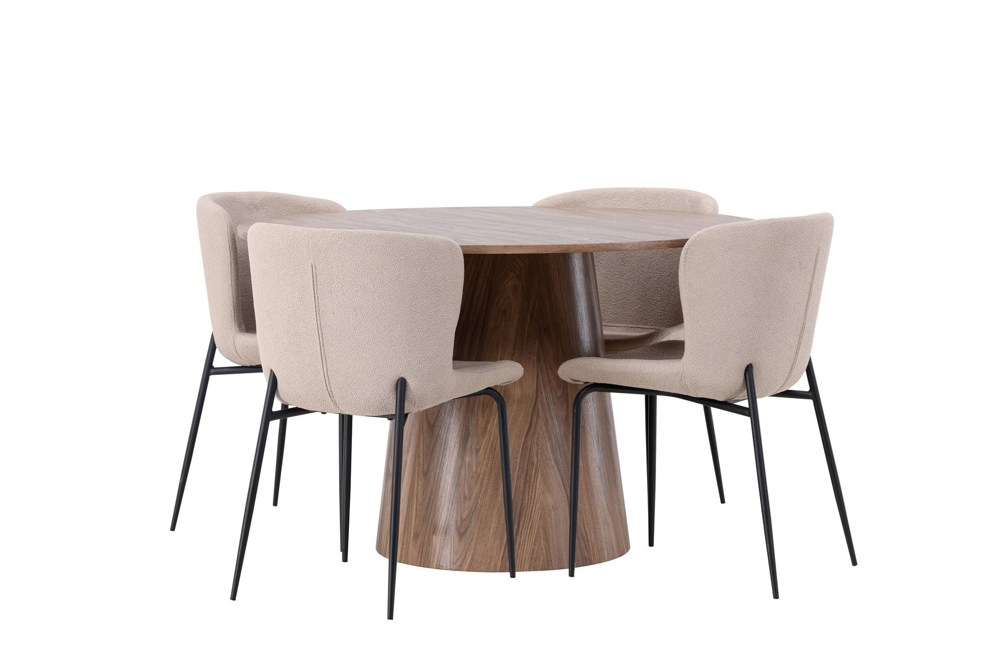 Venture Home Lanzo spisebord φ120 - Natural / Natural MDF +Modesto Spisebordsstol - Beige / Beige Boucle _4