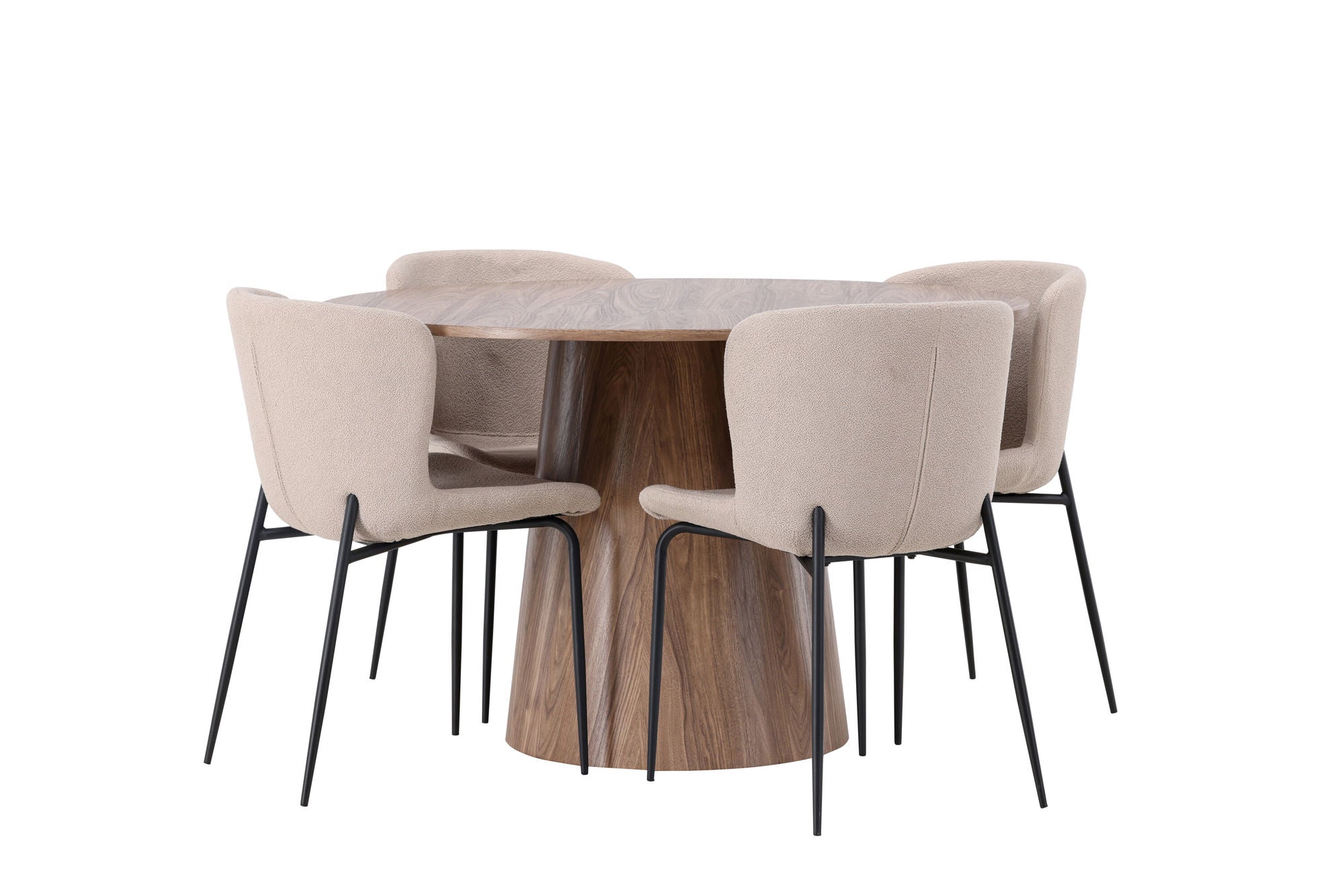 Venture Home Lanzo spisebord φ120 - Natural / Natural MDF +Modesto Spisebordsstol - Beige / Beige Boucle _4