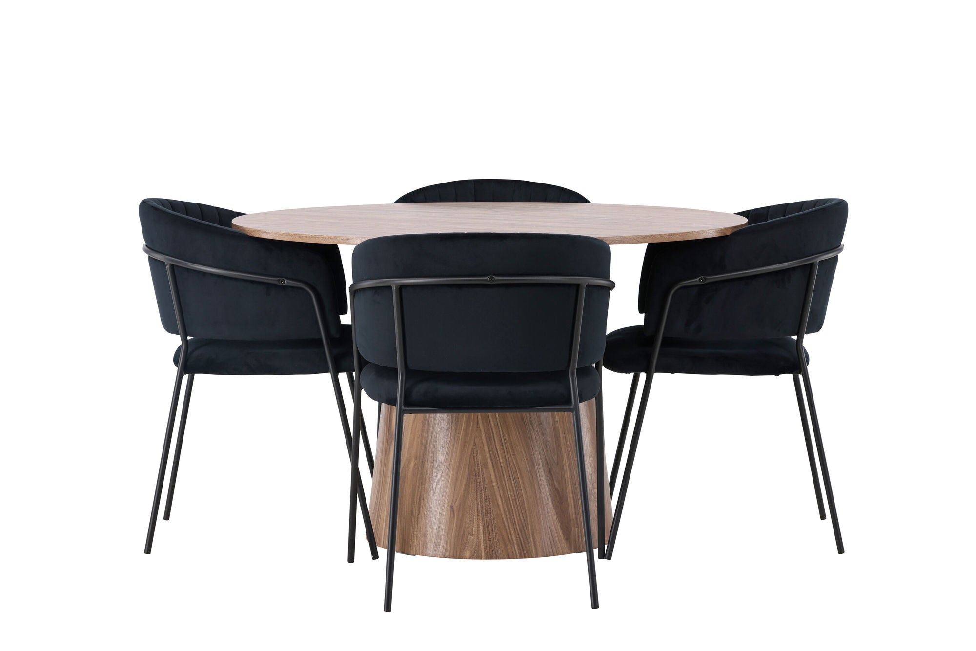 Venture Home Lanzo spisebord φ120 - Natural / Natural MDF +Selma Spisebordsstol - Black / Black Velvet _4