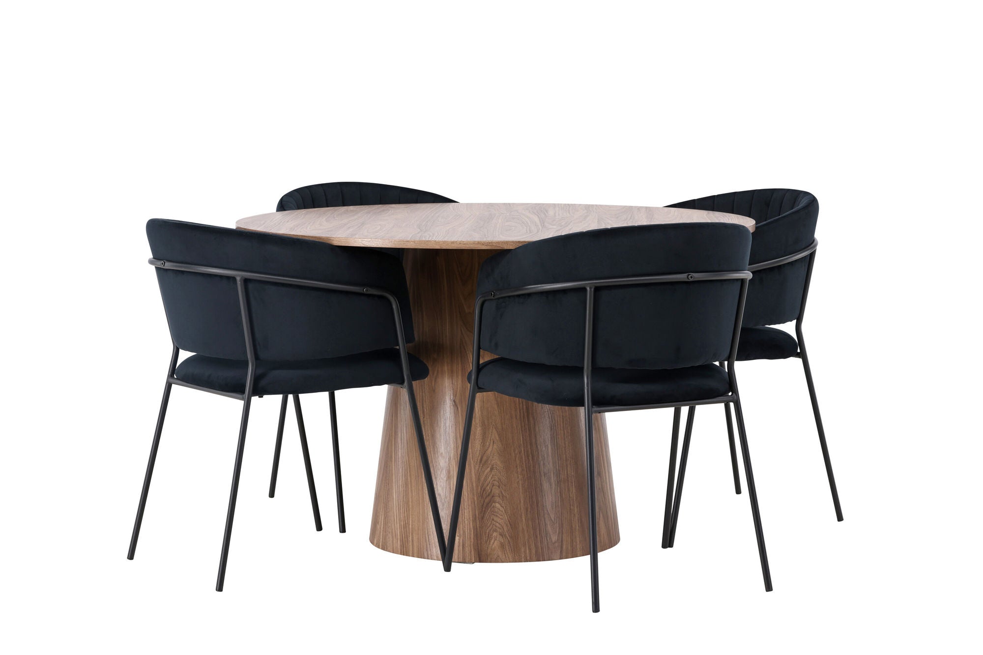 Venture Home Lanzo spisebord φ120 - Natural / Natural MDF +Selma Spisebordsstol - Black / Black Velvet _4