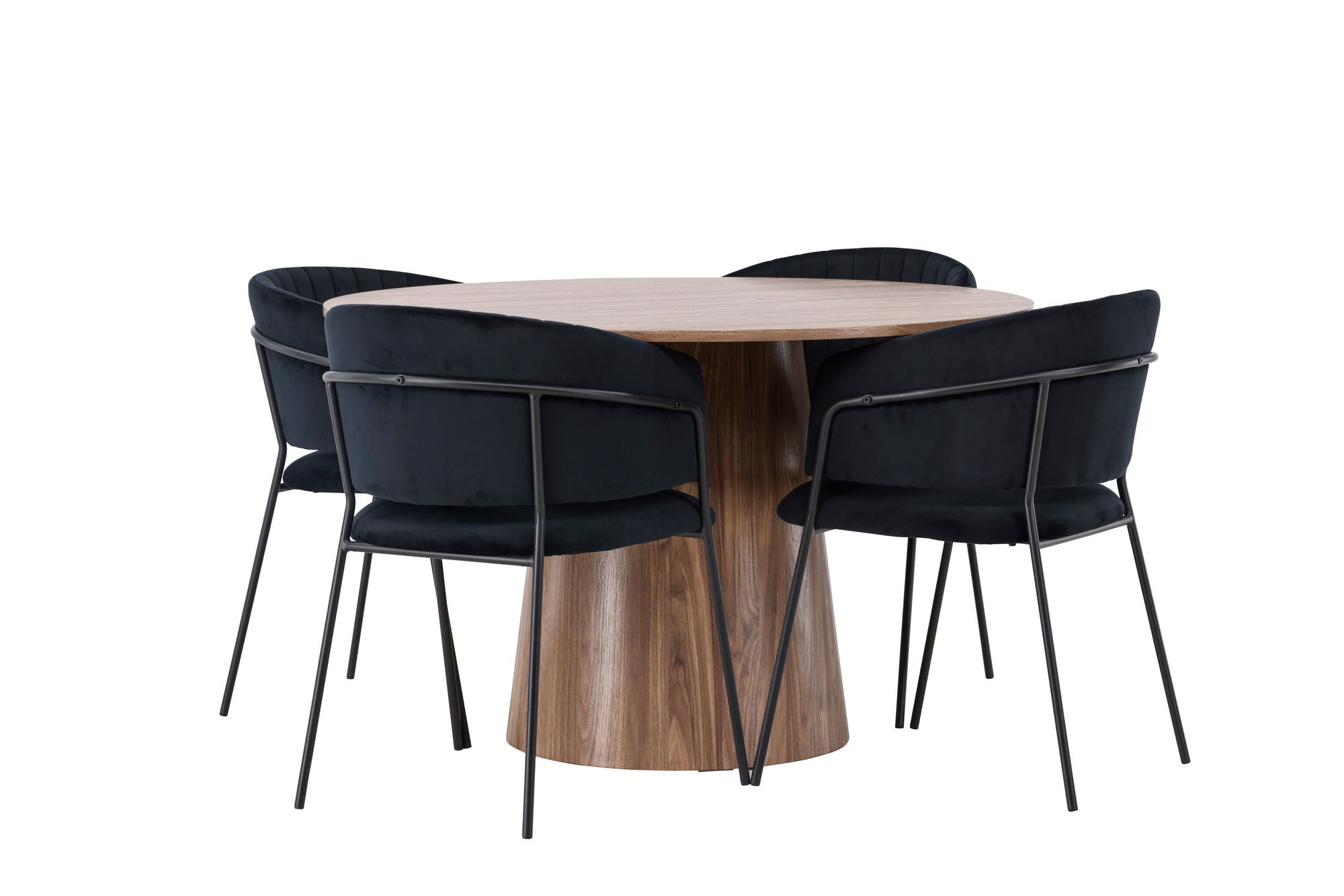 Venture Home Lanzo spisebord φ120 - Natural / Natural MDF +Selma Spisebordsstol - Black / Black Velvet _4