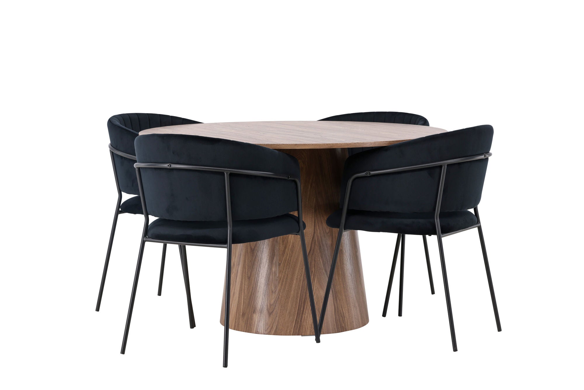 Venture Home Lanzo spisebord φ120 - Natural / Natural MDF +Selma Spisebordsstol - Black / Black Velvet _4