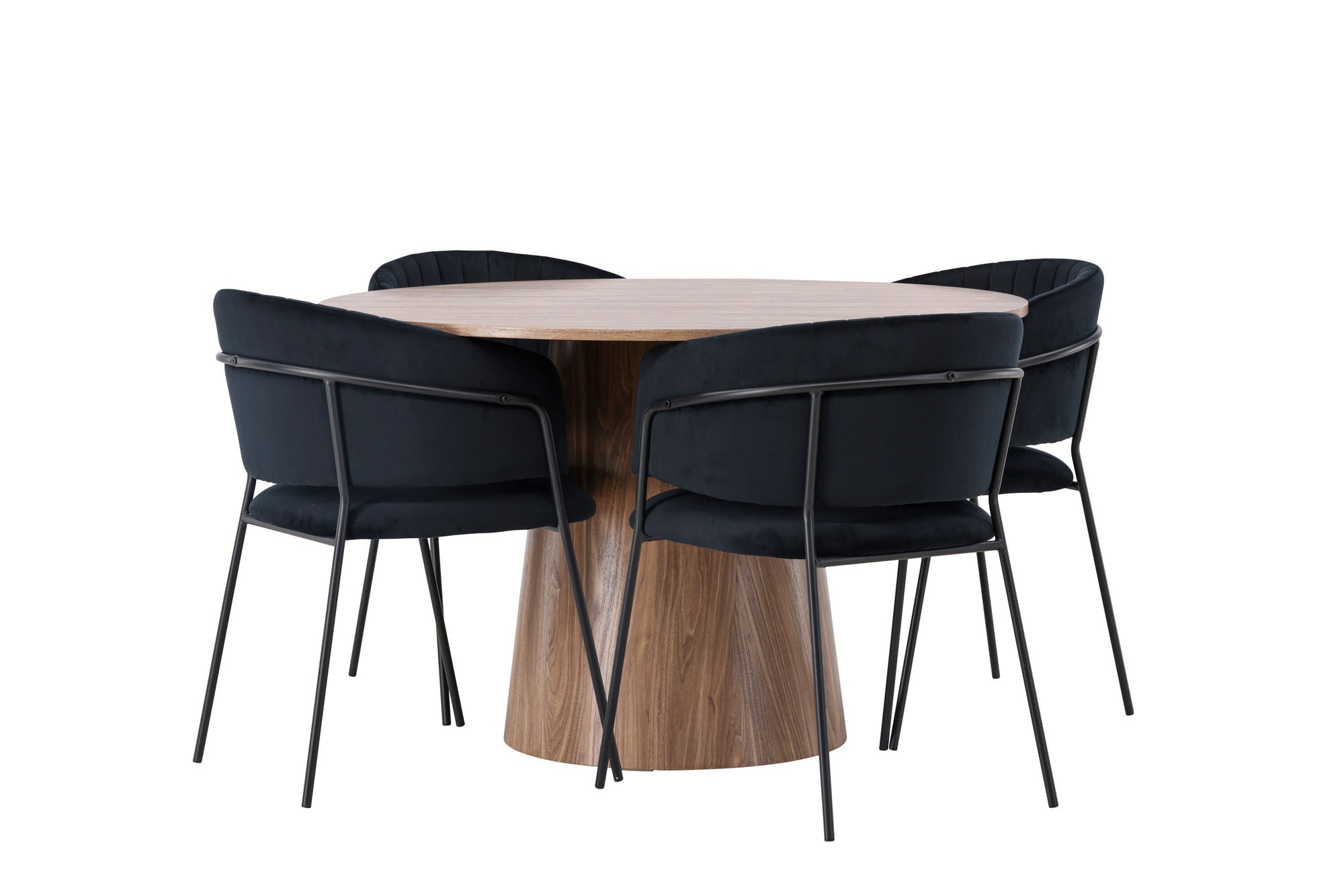 Venture Home Lanzo spisebord φ120 - Natural / Natural MDF +Selma Spisebordsstol - Black / Black Velvet _4