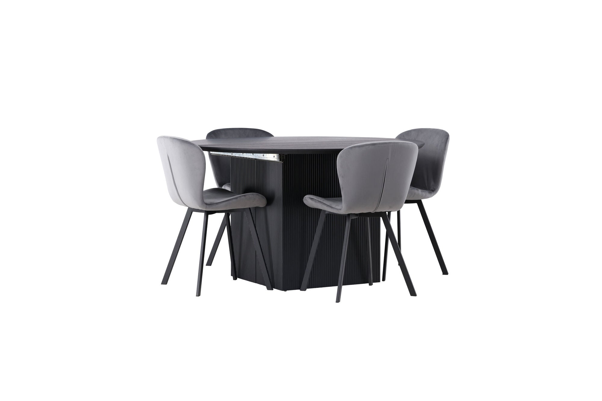 Venture Home Matilda spisebord φ130 - Black / Black MDF with veneer +Lilja Spisebordsstol - Black / Dark grey Fabric _4