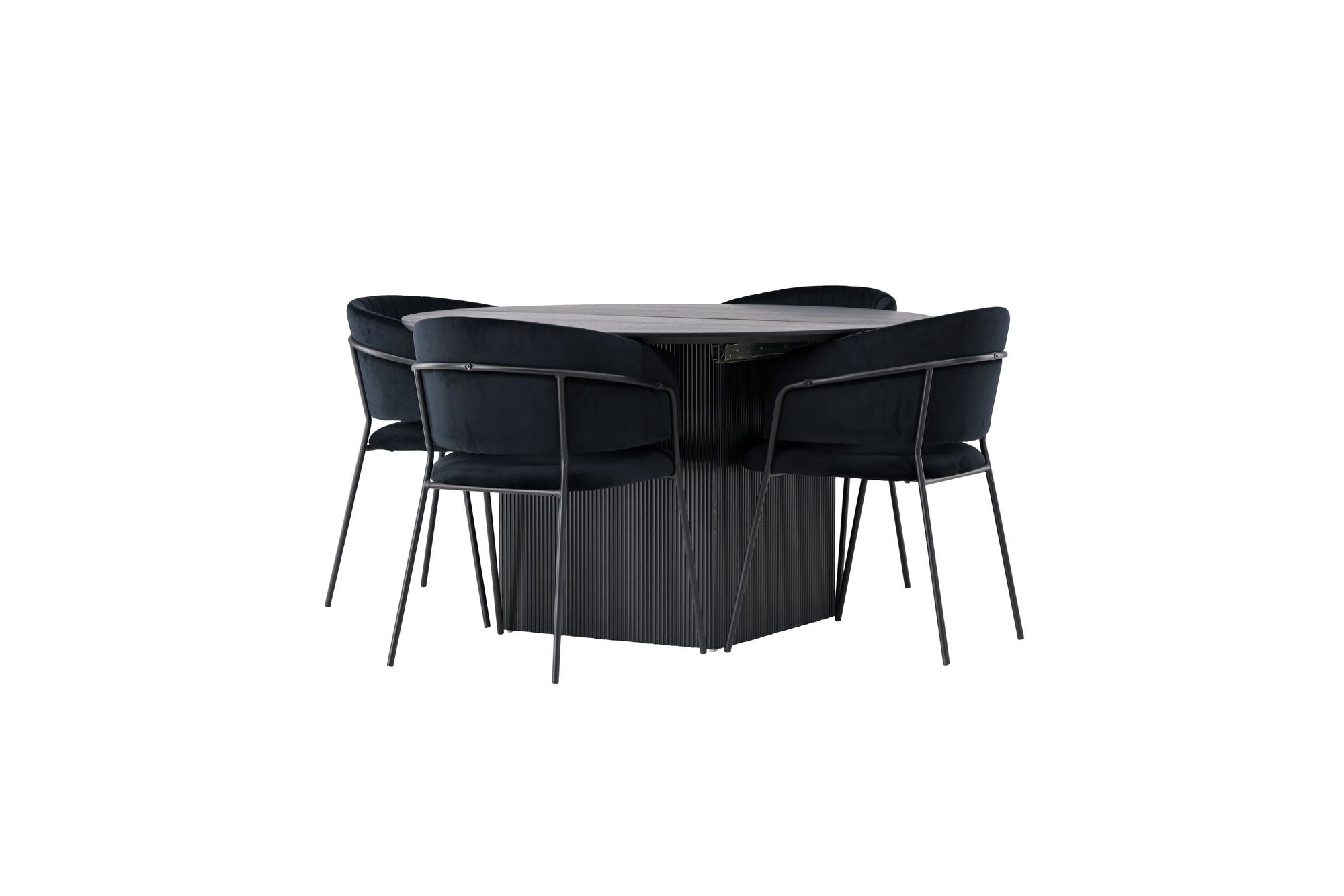Venture Home Matilda spisebord φ130 - Black / Black MDF with veneer +Selma Spisebordsstol - Black / Black Velvet _4