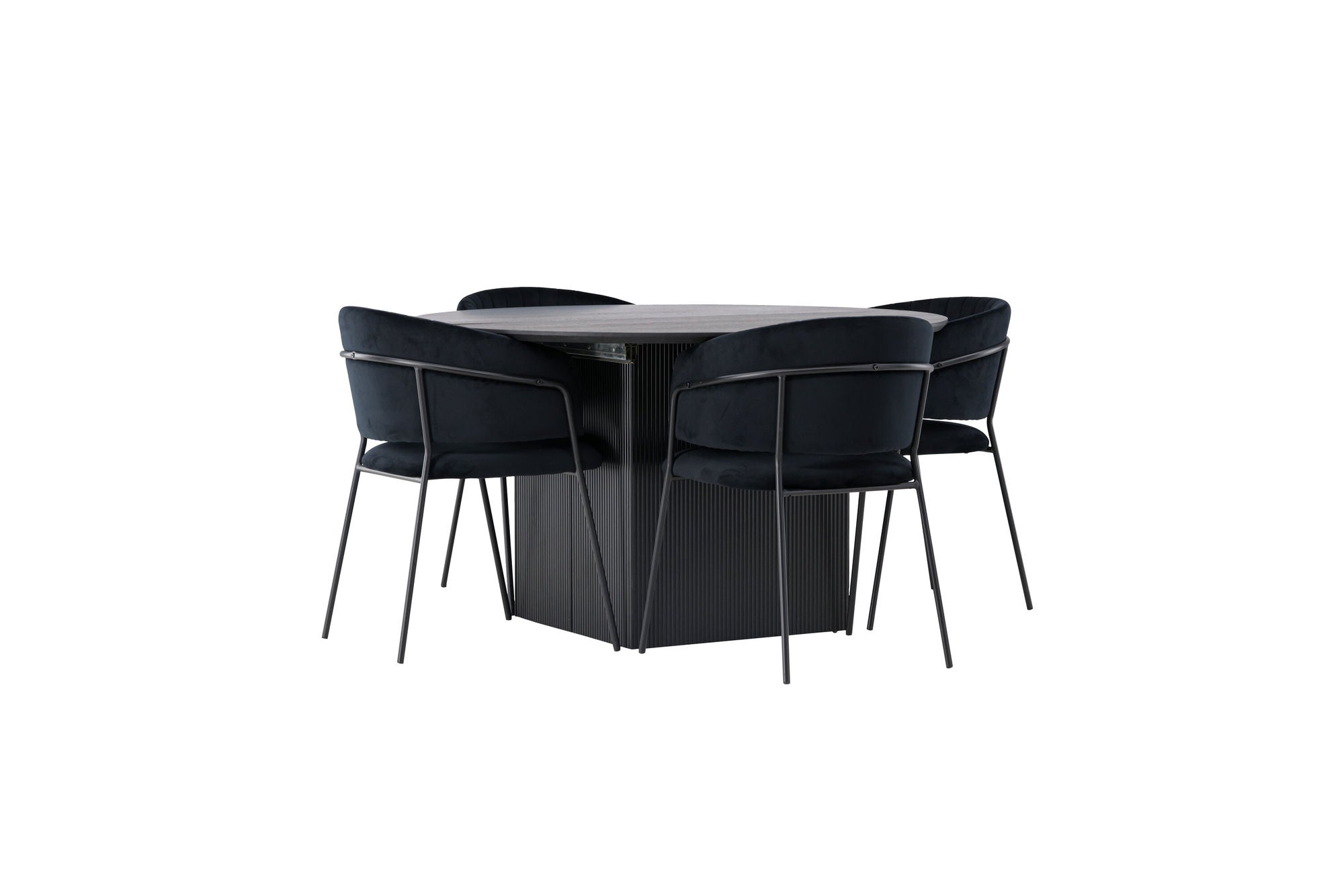 Venture Home Matilda spisebord φ130 - Black / Black MDF with veneer +Selma Spisebordsstol - Black / Black Velvet _4