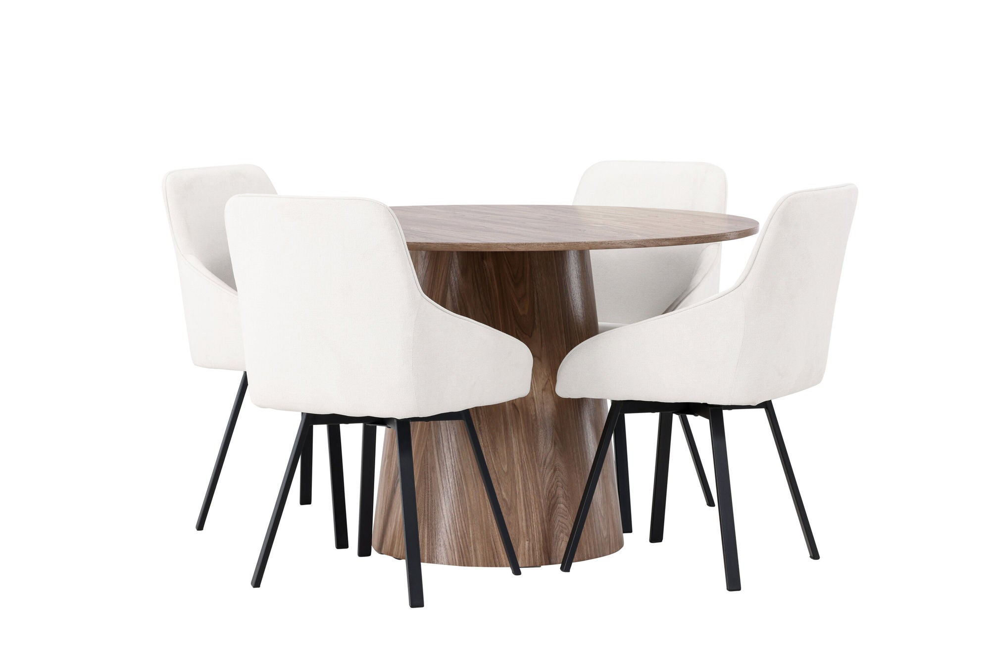 Venture Home Lanzo spisebord φ120 - Natural / Natural MDF +Rosie Spisebordsstol - Black / Beige Fabric _4