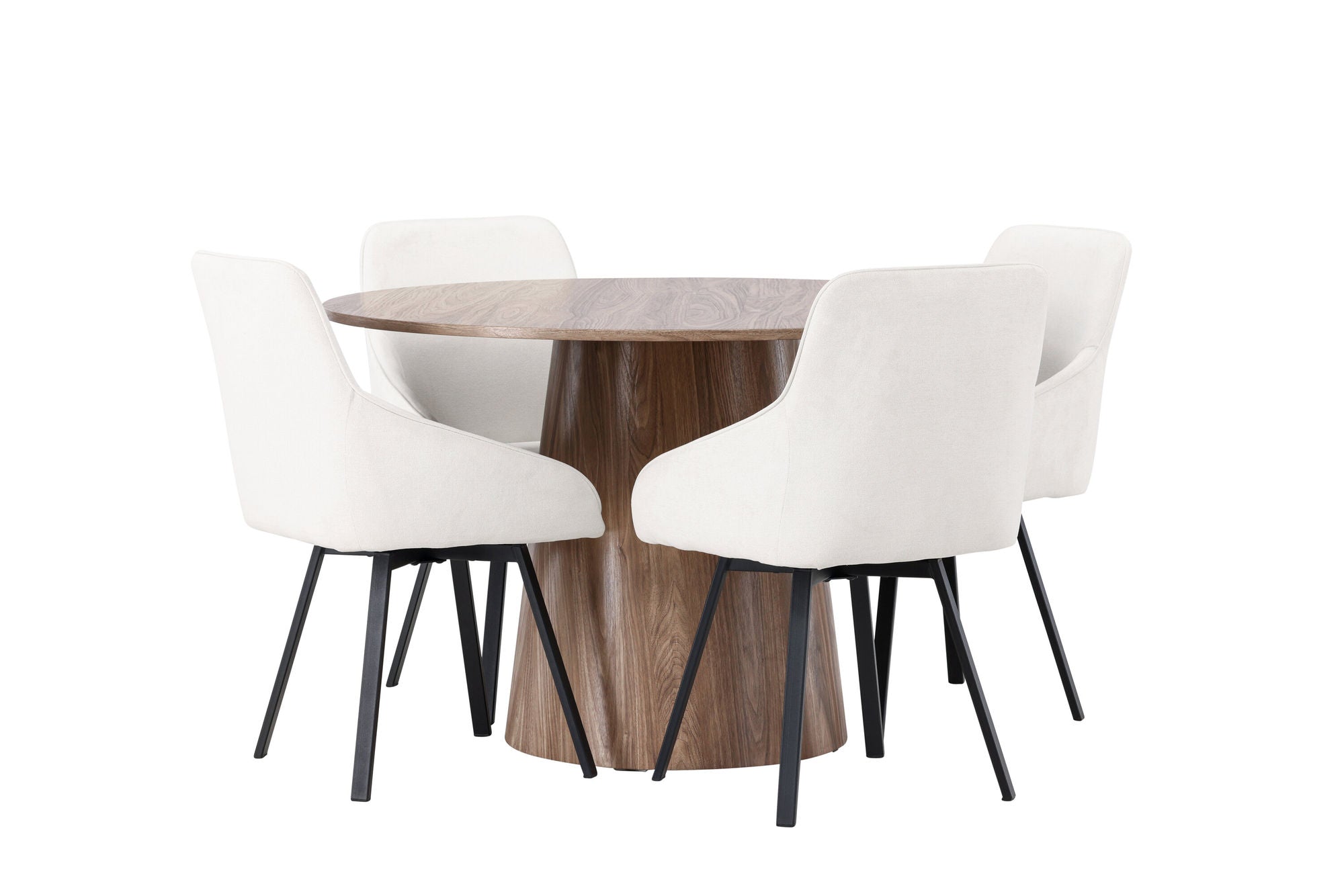 Venture Home Lanzo spisebord φ120 - Natural / Natural MDF +Rosie Spisebordsstol - Black / Beige Fabric _4