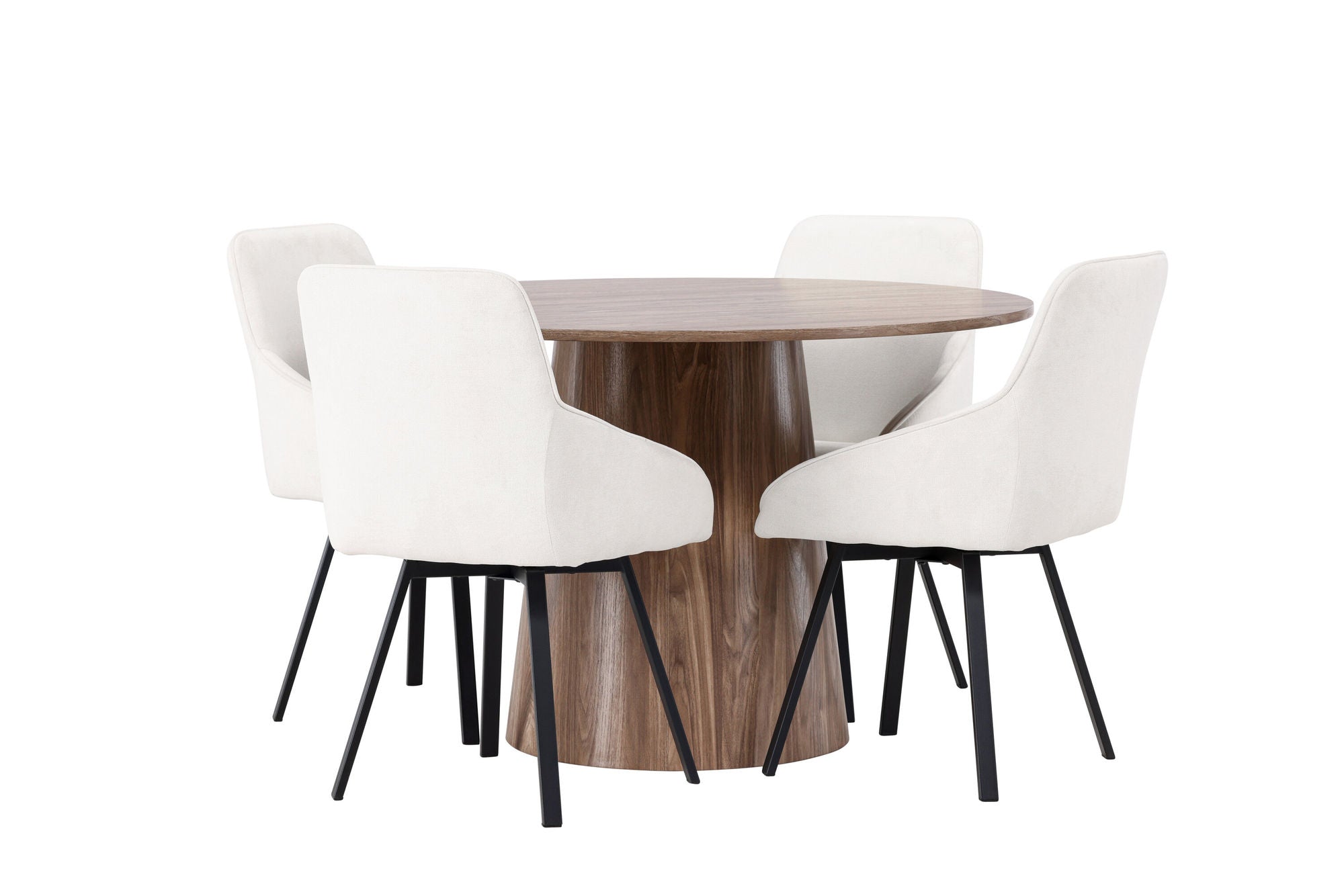 Venture Home Lanzo spisebord φ120 - Natural / Natural MDF +Rosie Spisebordsstol - Black / Beige Fabric _4