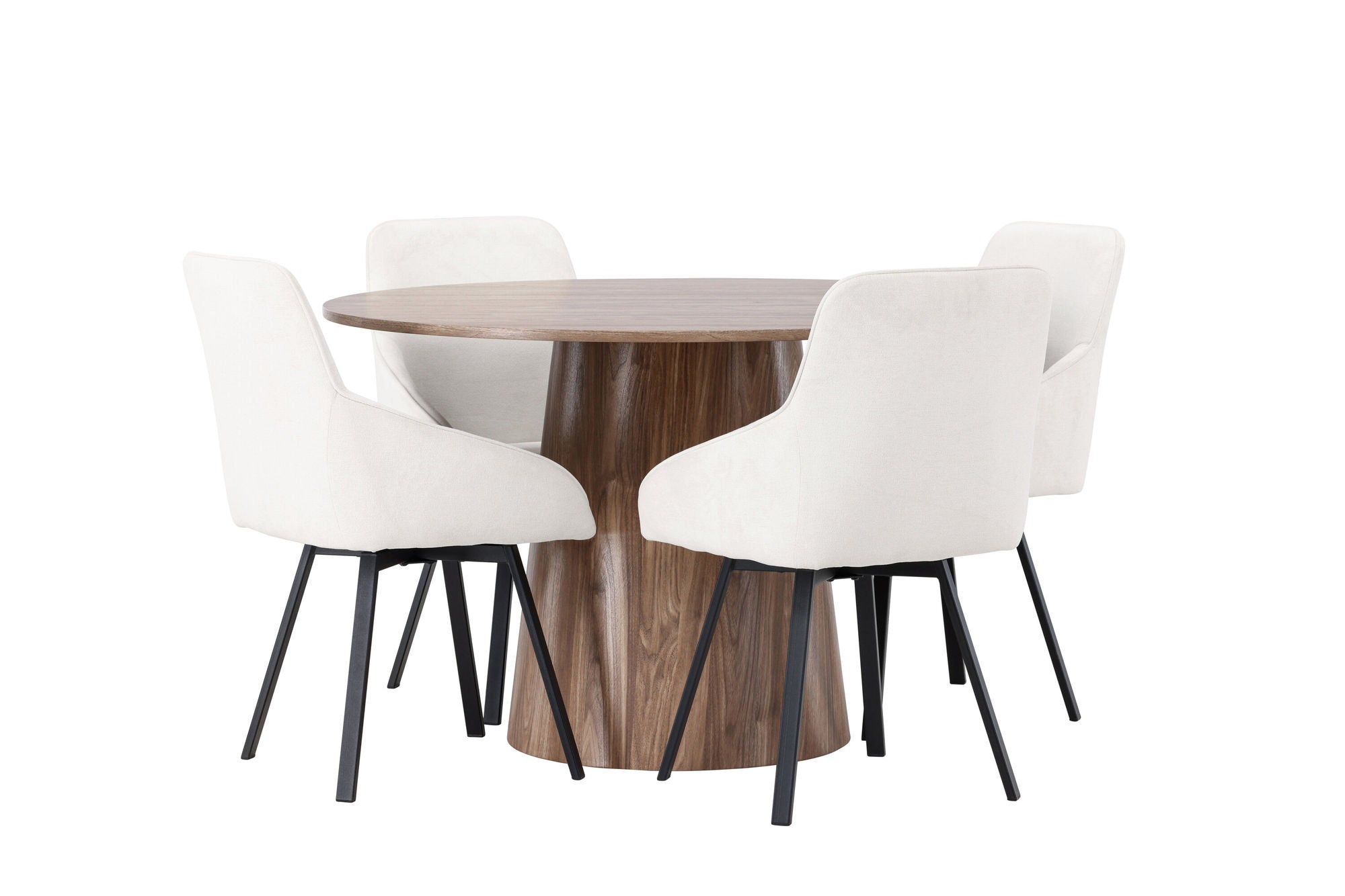 Venture Home Lanzo spisebord φ120 - Natural / Natural MDF +Rosie Spisebordsstol - Black / Beige Fabric _4