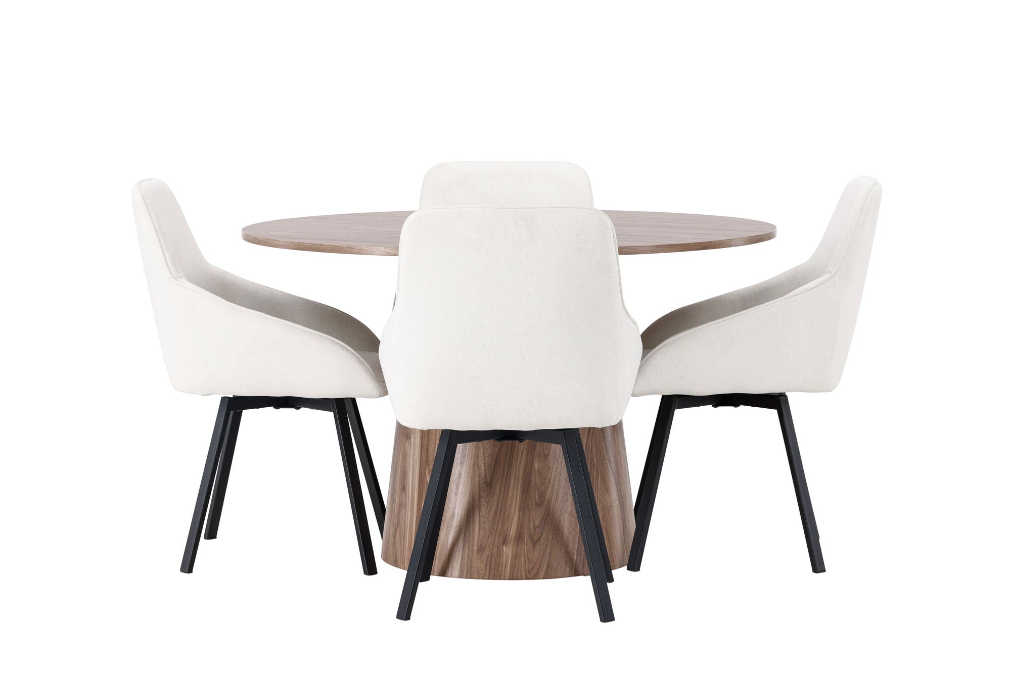 Venture Home Lanzo spisebord φ120 - Natural / Natural MDF +Rosie Spisebordsstol - Black / Beige Fabric _4