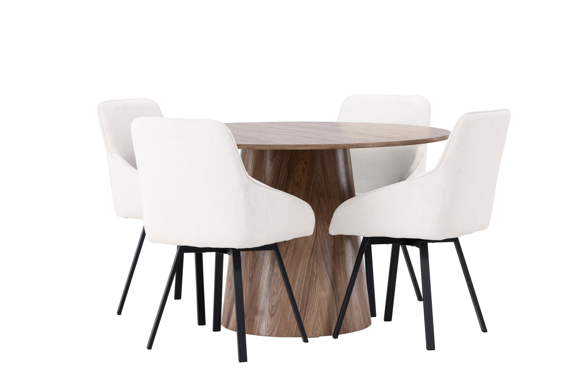 Venture Home Lanzo spisebord φ120 - Natural / Natural MDF +Rosie Spisebordsstol - Black / Beige Fabric _4