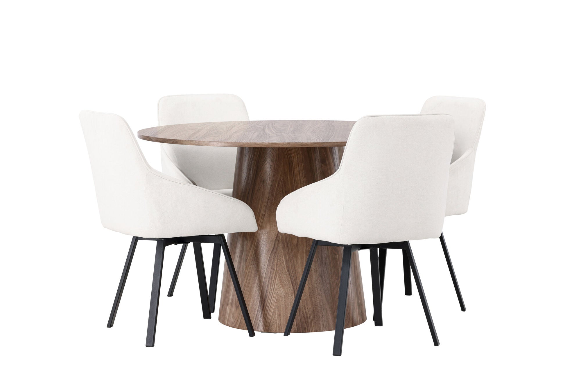 Venture Home Lanzo spisebord φ120 - Natural / Natural MDF +Rosie Spisebordsstol - Black / Beige Fabric _4