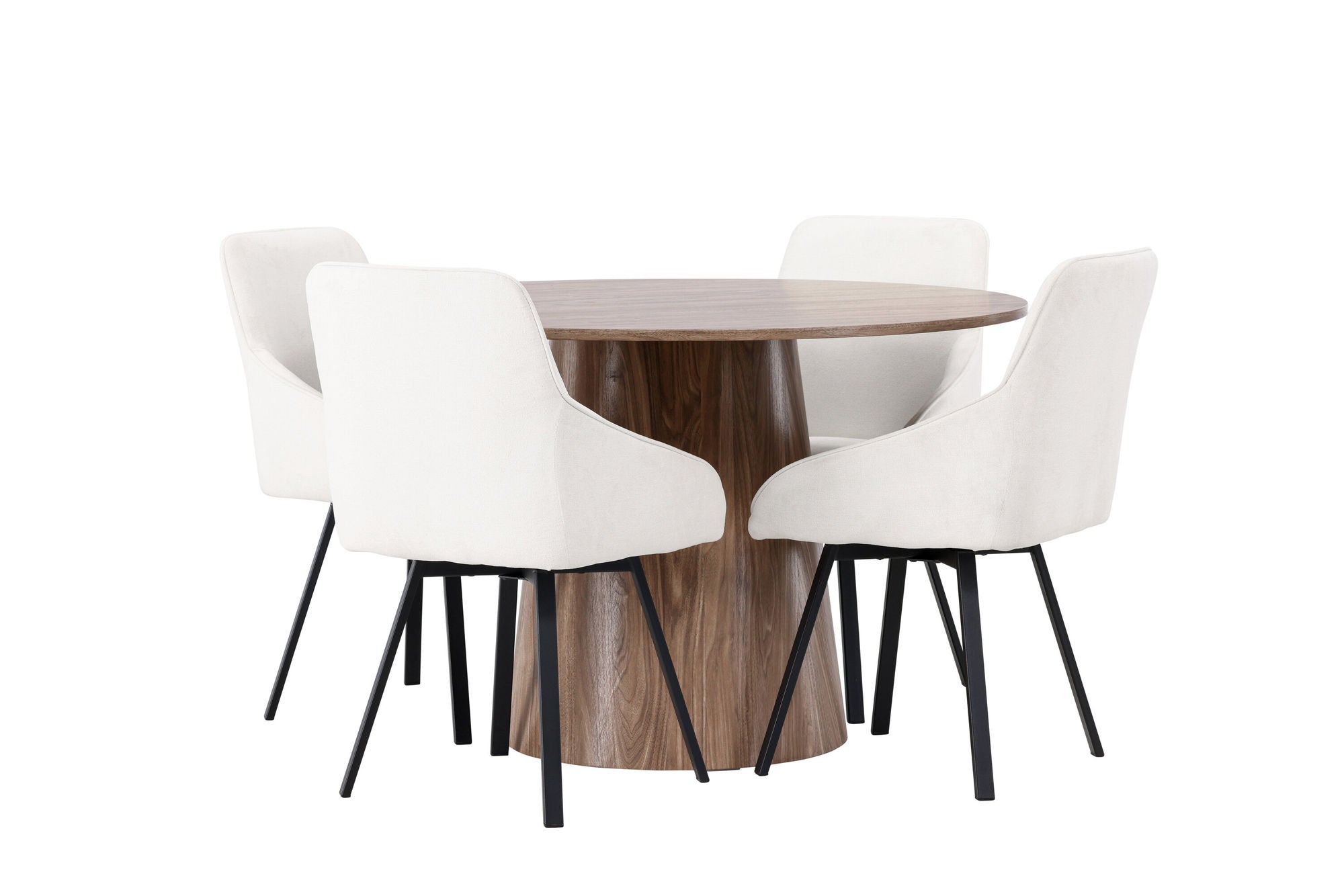 Venture Home Lanzo spisebord φ120 - Natural / Natural MDF +Rosie Spisebordsstol - Black / Beige Fabric _4