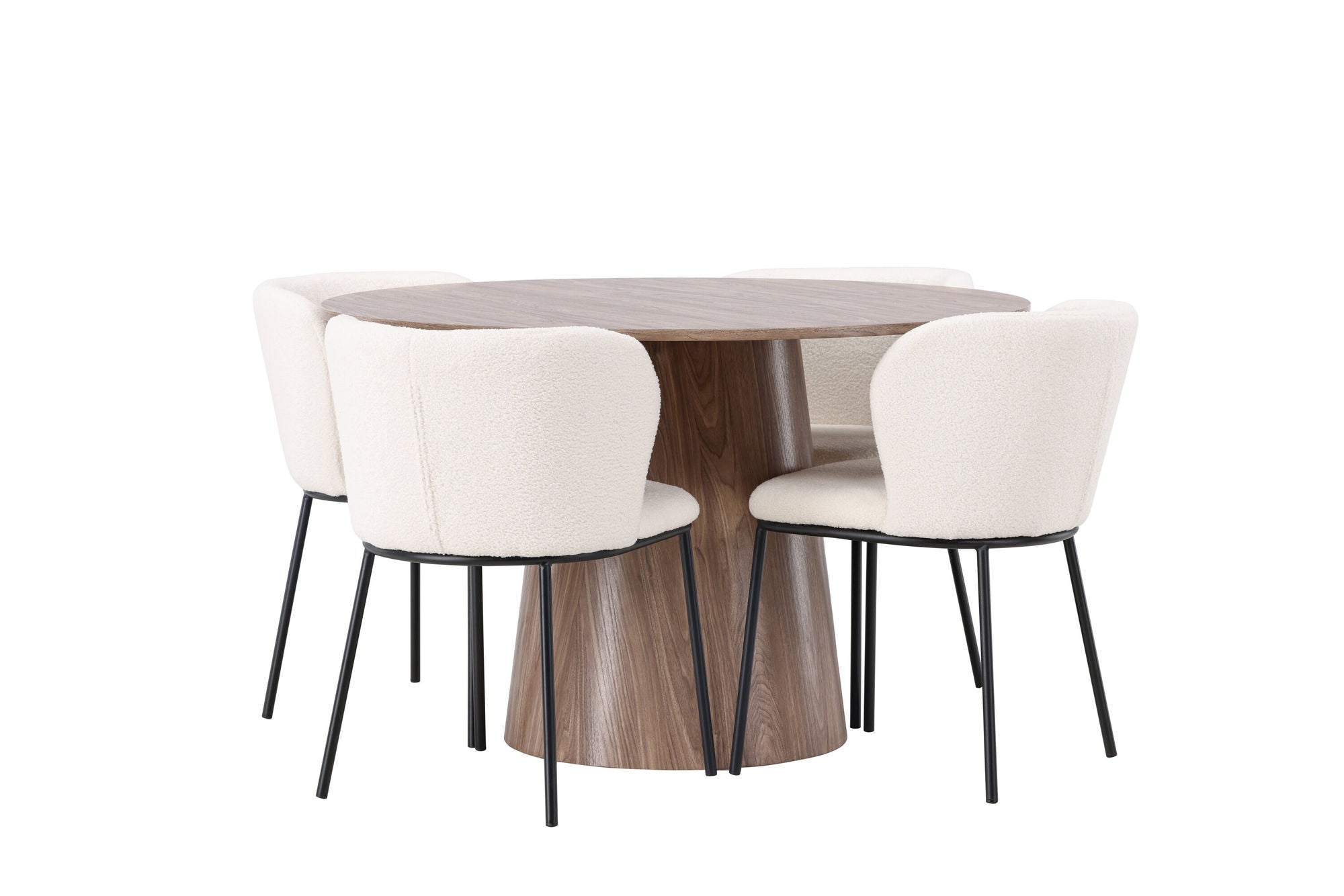 Venture Home Lanzo spisebord φ120 - Natural / Natural MDF +Edina Spisebordsstol - Black / White Boucle _4