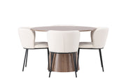 Venture Home Lanzo spisebord φ120 - Natural / Natural MDF +Edina Spisebordsstol - Black / White Boucle _4