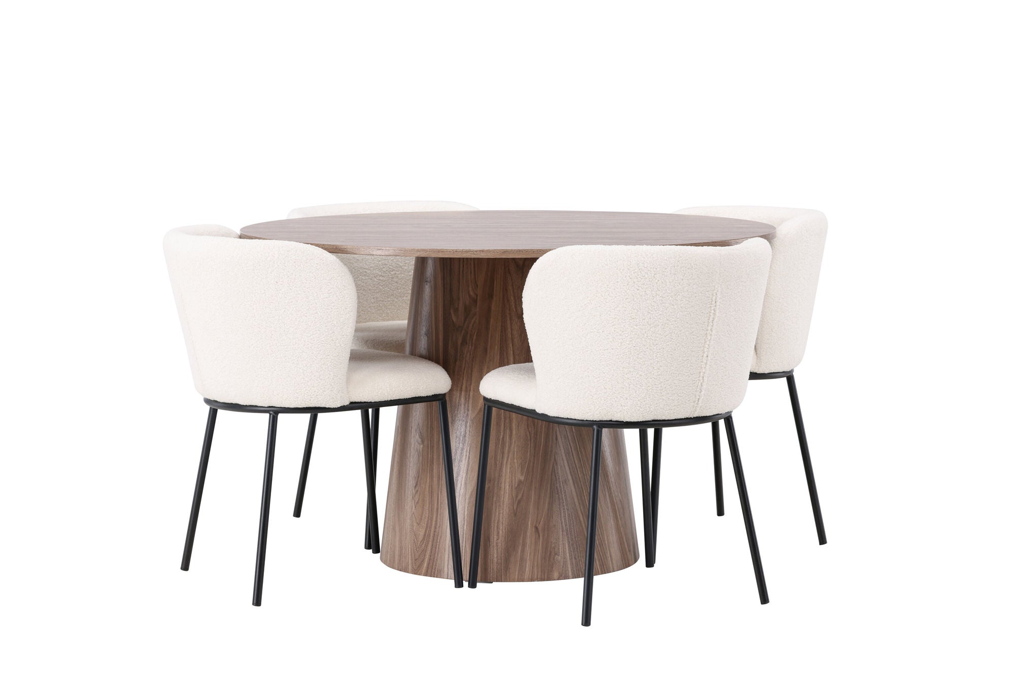 Venture Home Lanzo spisebord φ120 - Natural / Natural MDF +Edina Spisebordsstol - Black / White Boucle _4