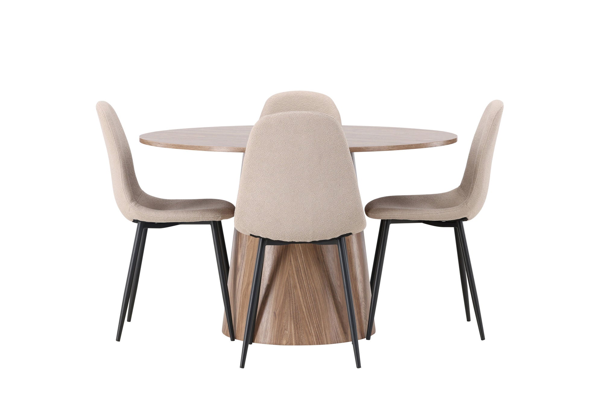 Venture Home Lanzo spisebord φ120 - Natural / Natural MDF +Polar Spisebordsstol - Black / Beige Boucle _4