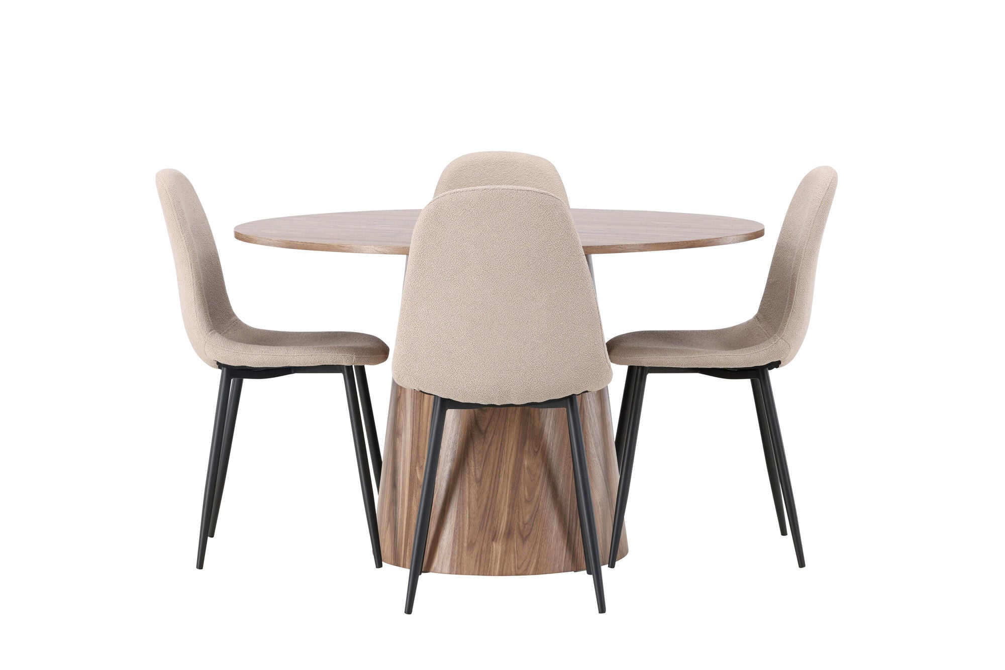 Venture Home Lanzo spisebord φ120 - Natural / Natural MDF +Polar Spisebordsstol - Black / Beige Boucle _4