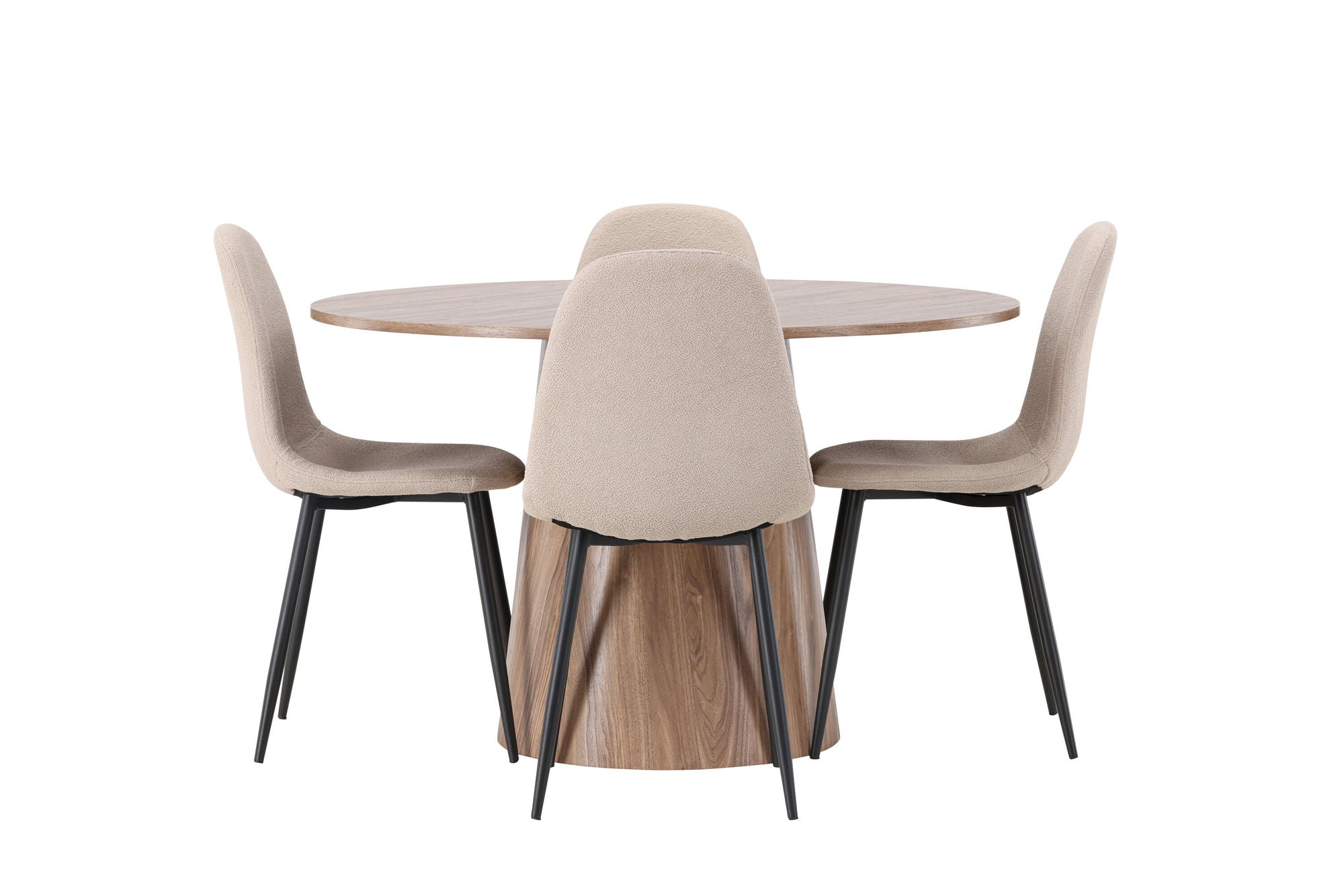 Venture Home Lanzo spisebord φ120 - Natural / Natural MDF +Polar Spisebordsstol - Black / Beige Boucle _4