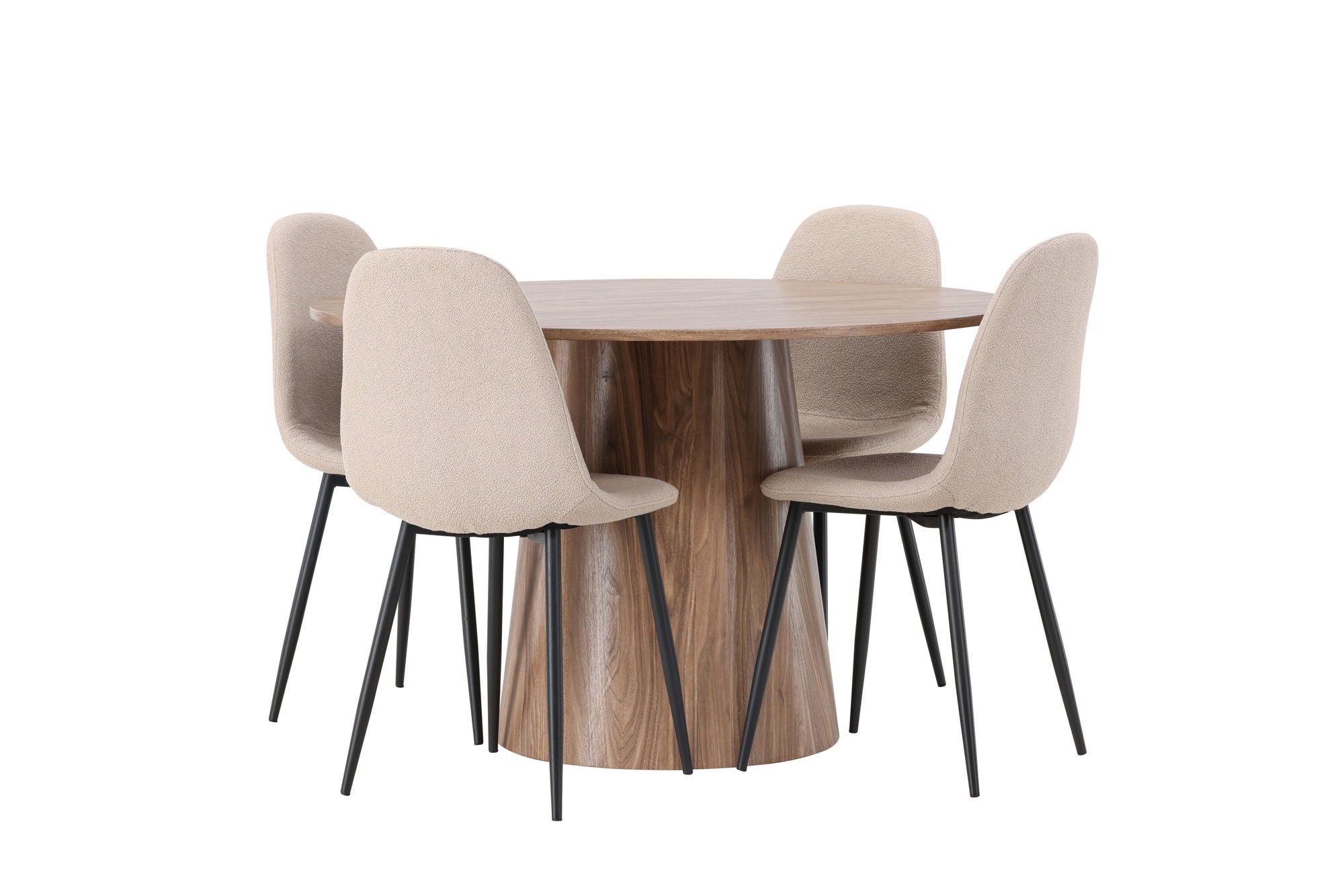 Venture Home Lanzo spisebord φ120 - Natural / Natural MDF +Polar Spisebordsstol - Black / Beige Boucle _4