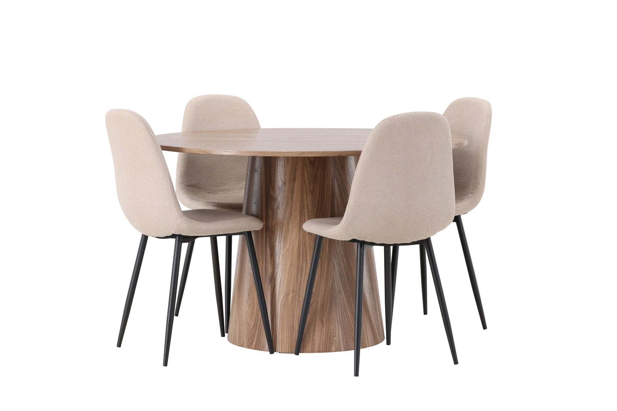Venture Home Lanzo spisebord φ120 - Natural / Natural MDF +Polar Spisebordsstol - Black / Beige Boucle _4
