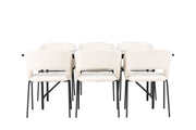 Venture Home Astrid spisebord 200*75 - Matte black / Matte black MDF with veneer +Day Spisebordsstol - Matte black / White Linen _6