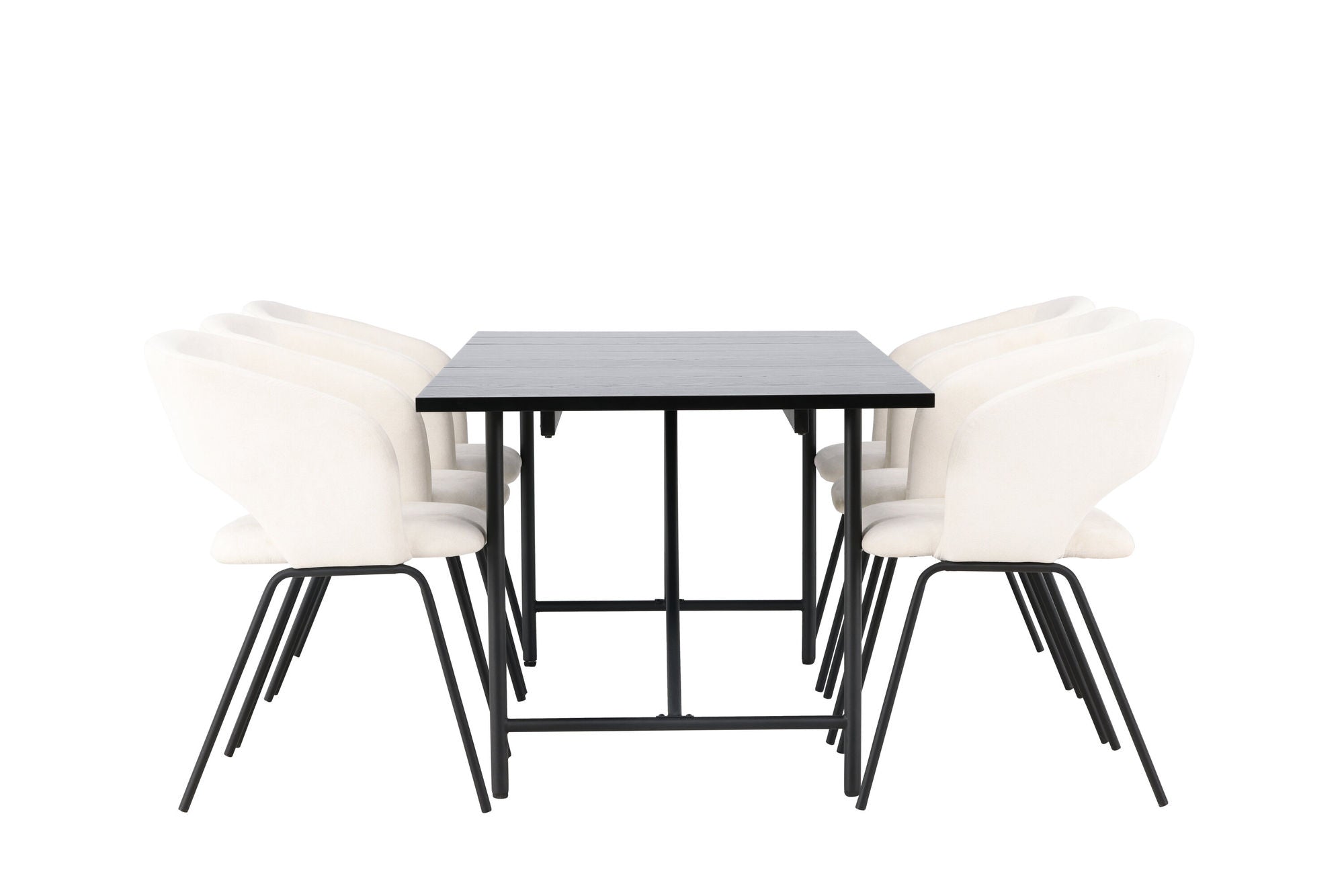 Venture Home Astrid spisebord 200*75 - Matte black / Matte black MDF with veneer +Day Spisebordsstol - Matte black / White Linen _6