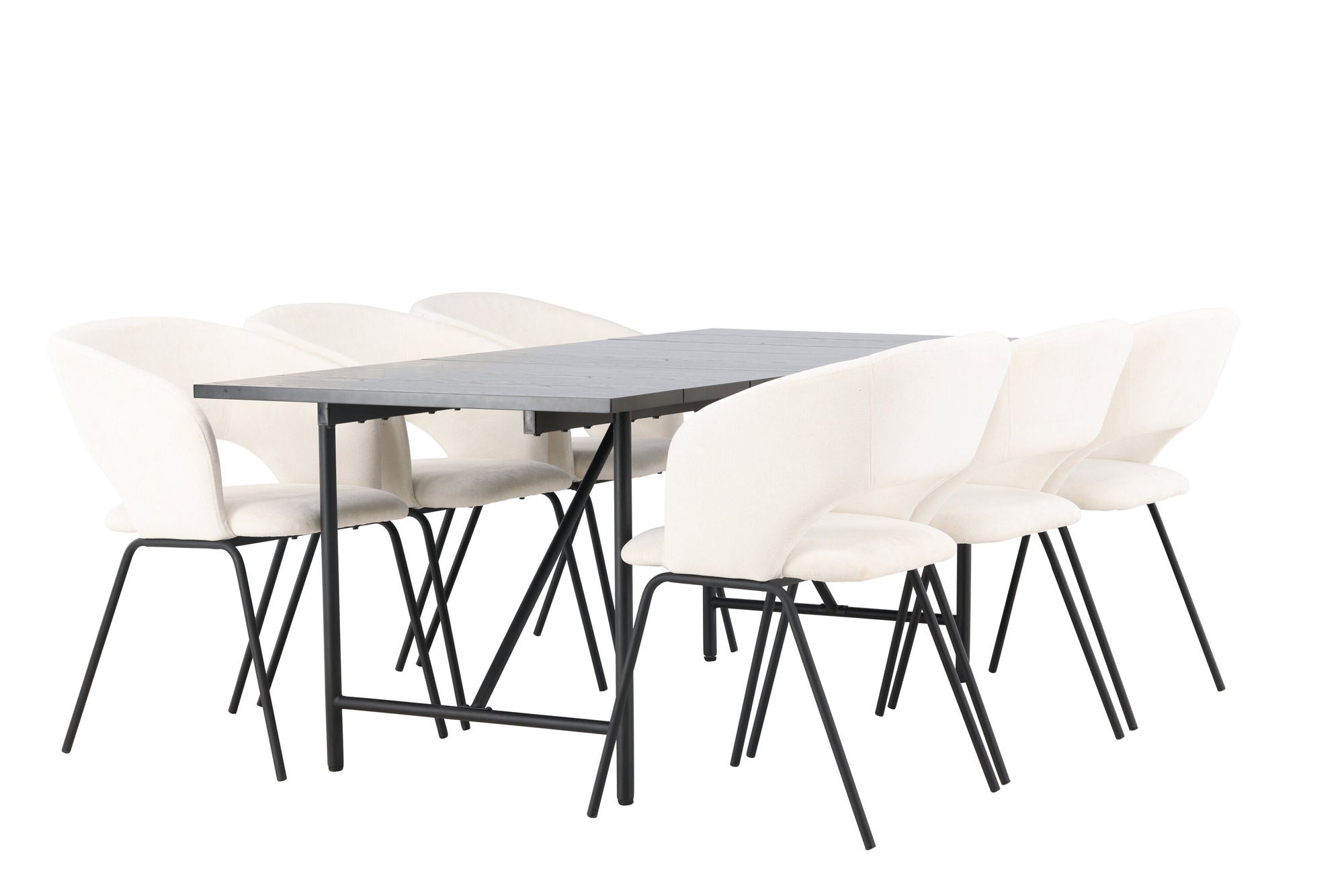 Venture Home Astrid spisebord 200*75 - Matte black / Matte black MDF with veneer +Day Spisebordsstol - Matte black / White Linen _6