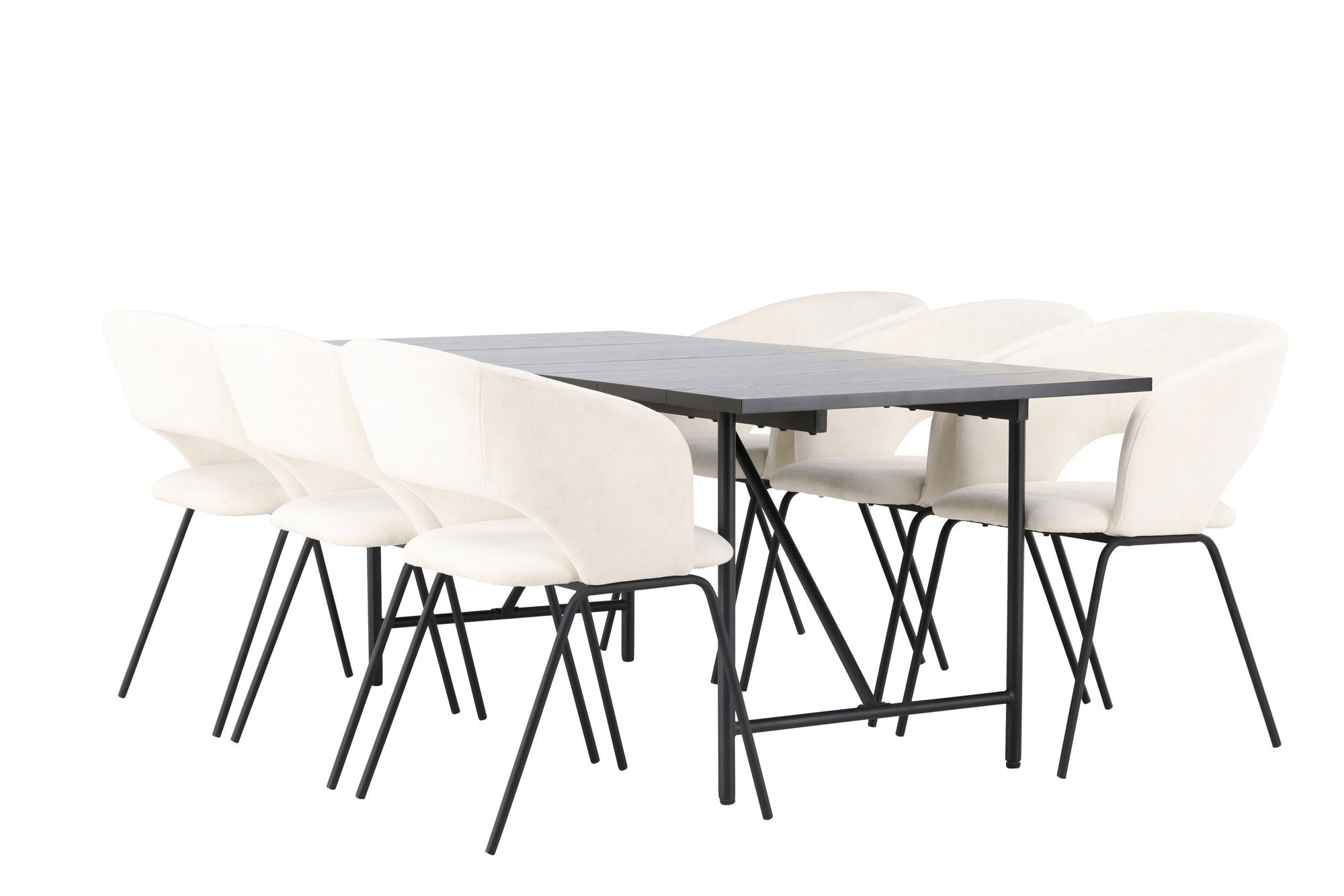 Venture Home Astrid spisebord 200*75 - Matte black / Matte black MDF with veneer +Day Spisebordsstol - Matte black / White Linen _6
