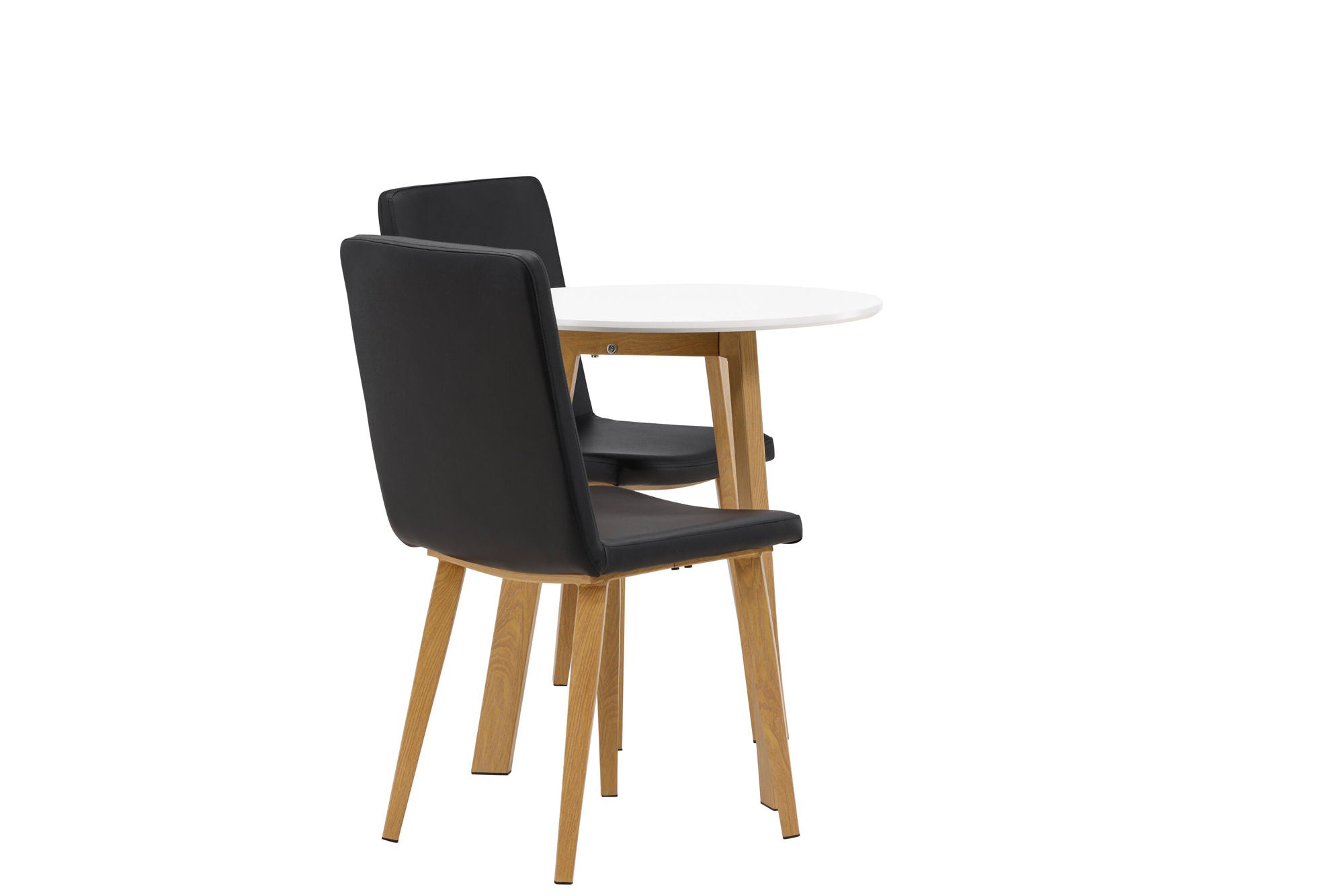 Venture Home Leonora spisebord φ65 - Oaklook / White MDF +Today Spisebordsstol - Nature / Black PU _2