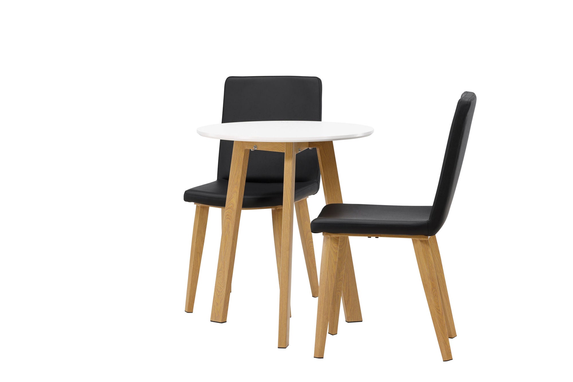 Venture Home Leonora spisebord φ65 - Oaklook / White MDF +Today Spisebordsstol - Nature / Black PU _2