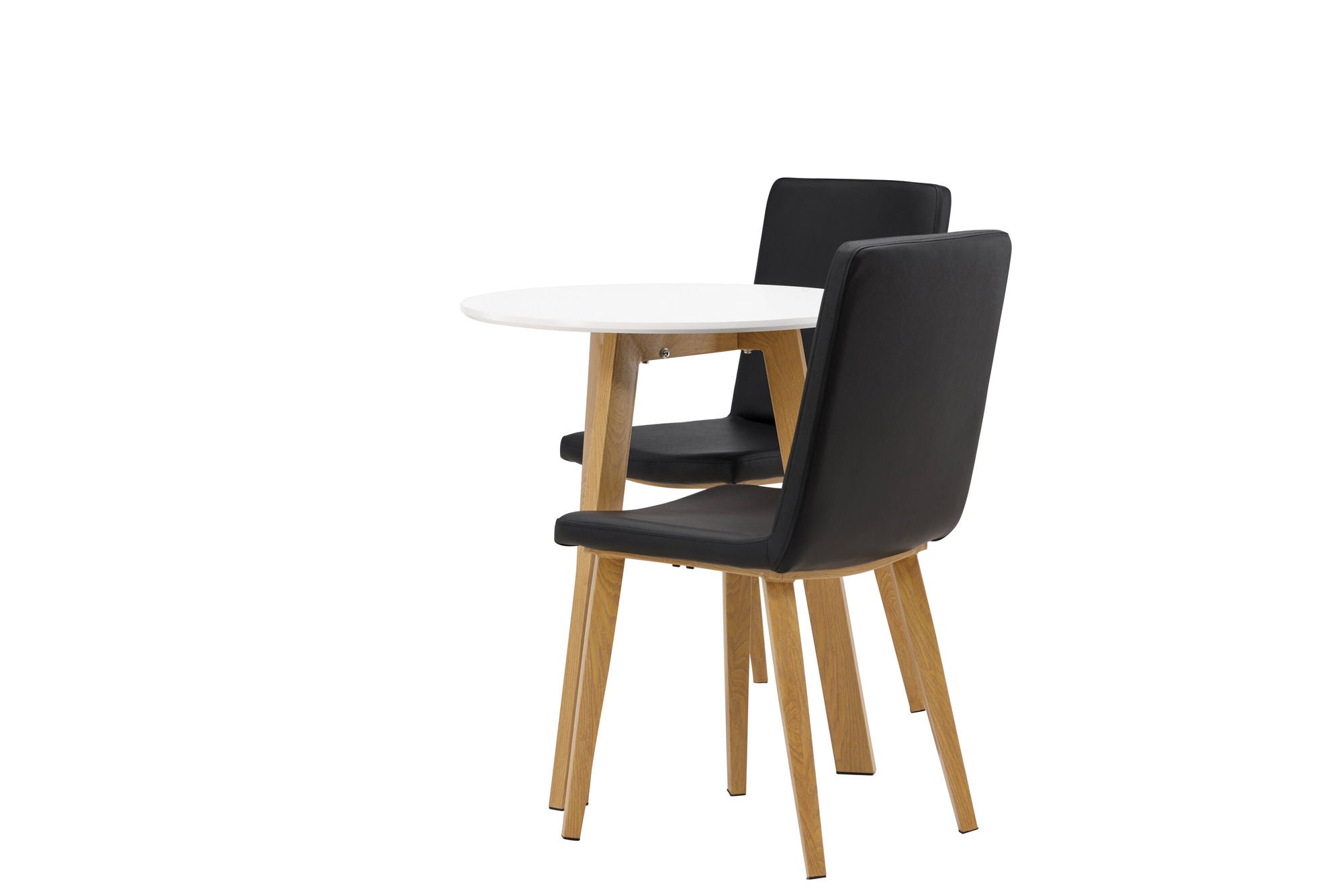 Venture Home Leonora spisebord φ65 - Oaklook / White MDF +Today Spisebordsstol - Nature / Black PU _2