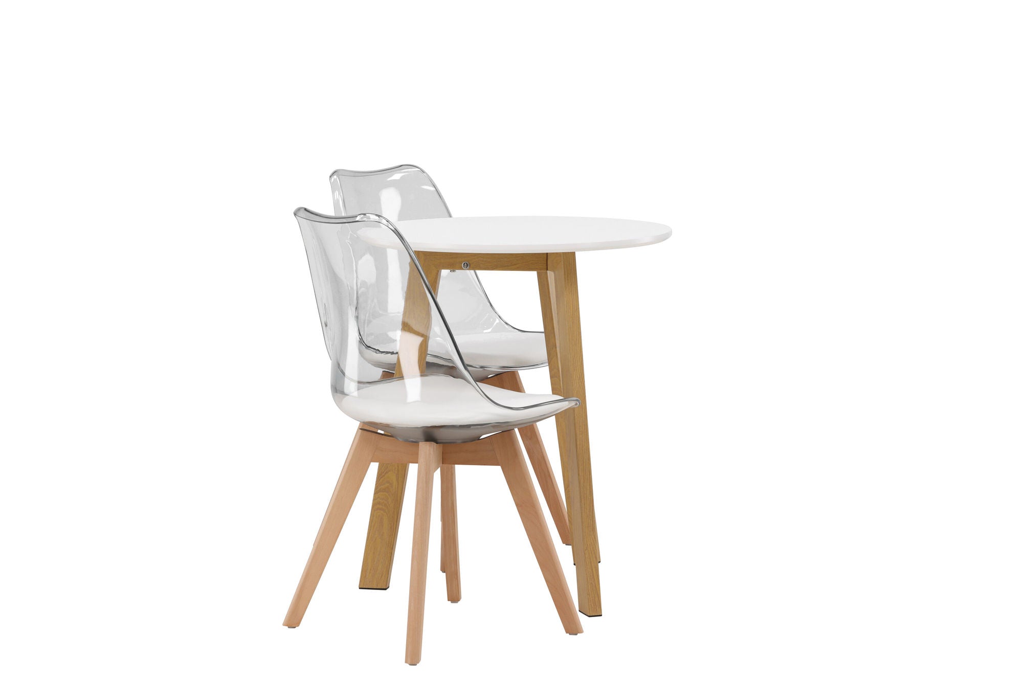 Venture Home Leonora spisebord φ65 - Oaklook / White MDF +Edvin Spisebordsstol - Nature / PET (seat cushion white) PET surface,seat with usual sponge _2