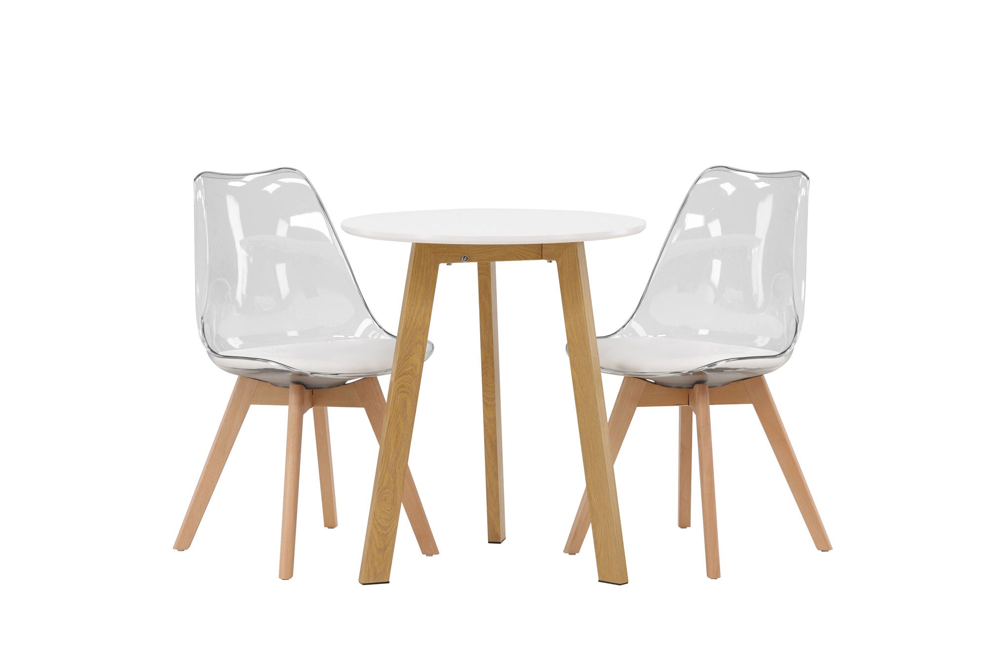 Venture Home Leonora spisebord φ65 - Oaklook / White MDF +Edvin Spisebordsstol - Nature / PET (seat cushion white) PET surface,seat with usual sponge _2