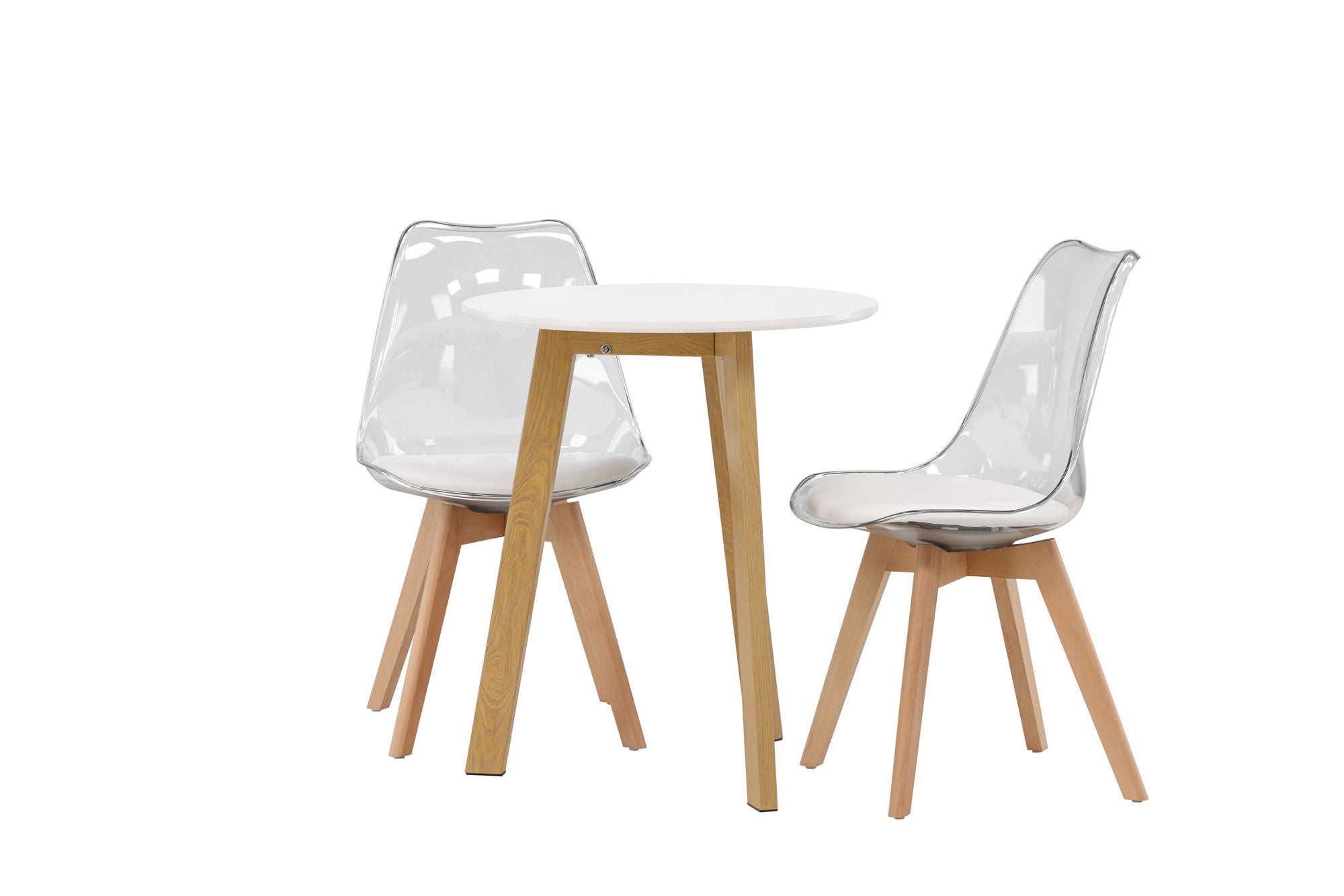 Venture Home Leonora spisebord φ65 - Oaklook / White MDF +Edvin Spisebordsstol - Nature / PET (seat cushion white) PET surface,seat with usual sponge _2
