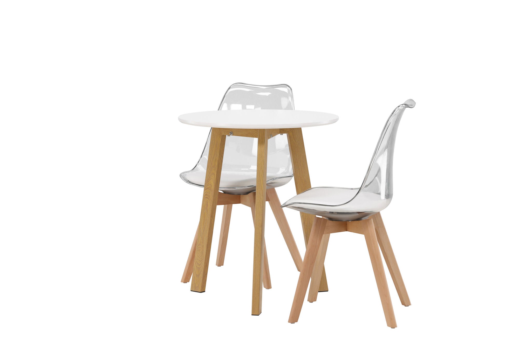 Venture Home Leonora spisebord φ65 - Oaklook / White MDF +Edvin Spisebordsstol - Nature / PET (seat cushion white) PET surface,seat with usual sponge _2