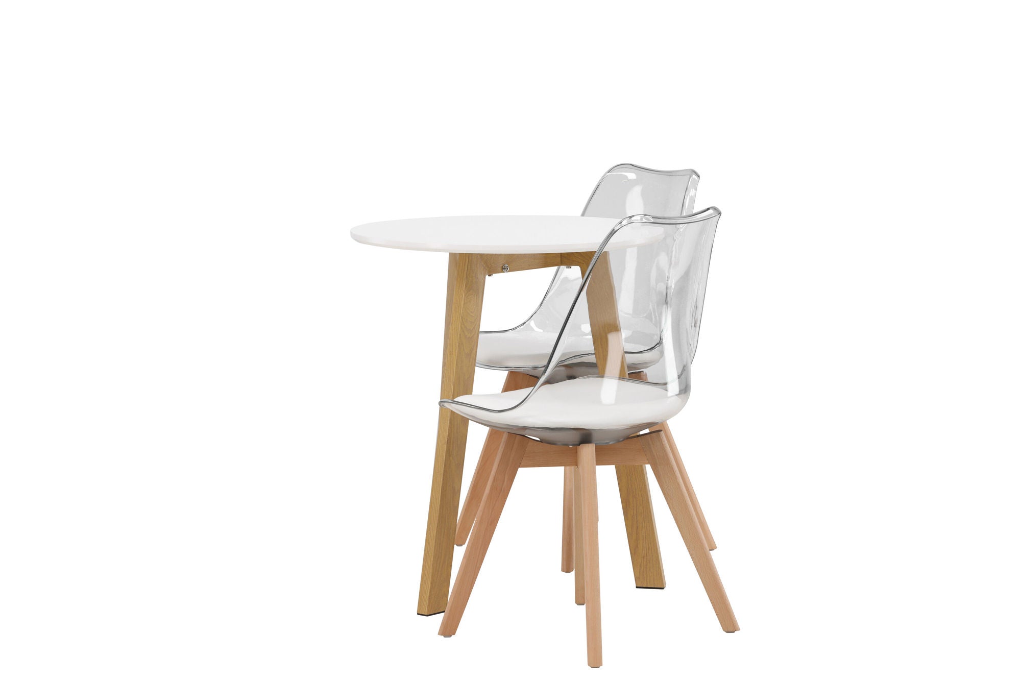 Venture Home Leonora spisebord φ65 - Oaklook / White MDF +Edvin Spisebordsstol - Nature / PET (seat cushion white) PET surface,seat with usual sponge _2