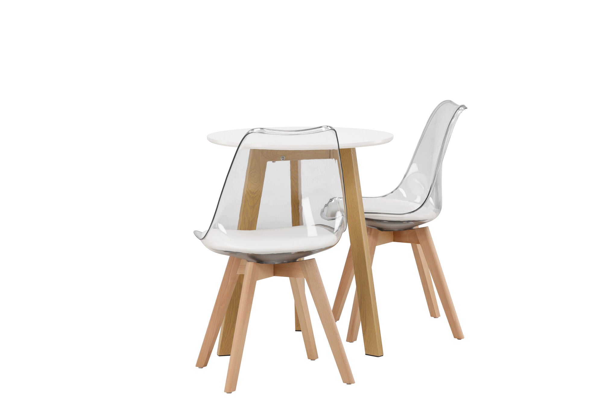 Venture Home Leonora spisebord φ65 - Oaklook / White MDF +Edvin Spisebordsstol - Nature / PET (seat cushion white) PET surface,seat with usual sponge _2