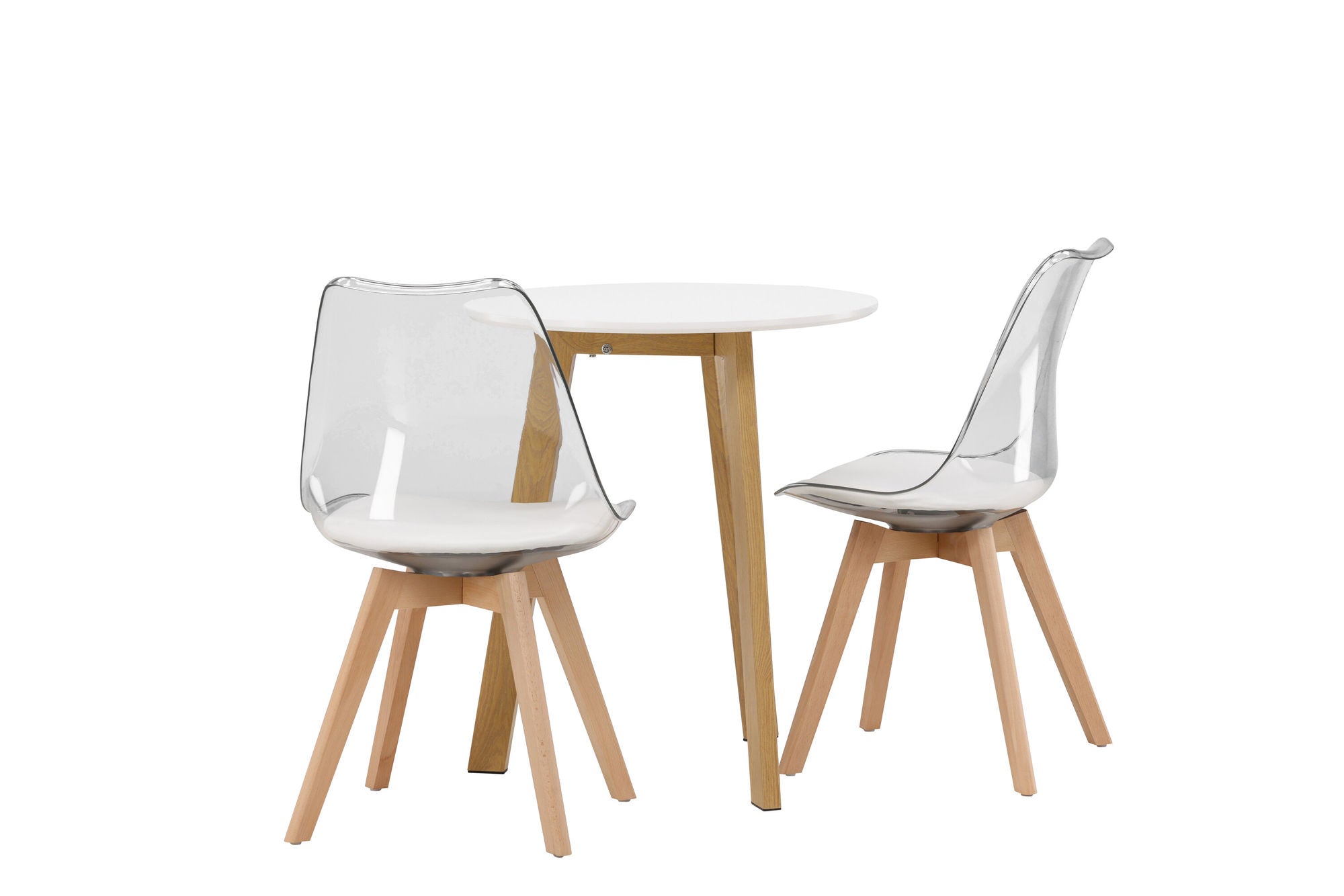 Venture Home Leonora spisebord φ65 - Oaklook / White MDF +Edvin Spisebordsstol - Nature / PET (seat cushion white) PET surface,seat with usual sponge _2