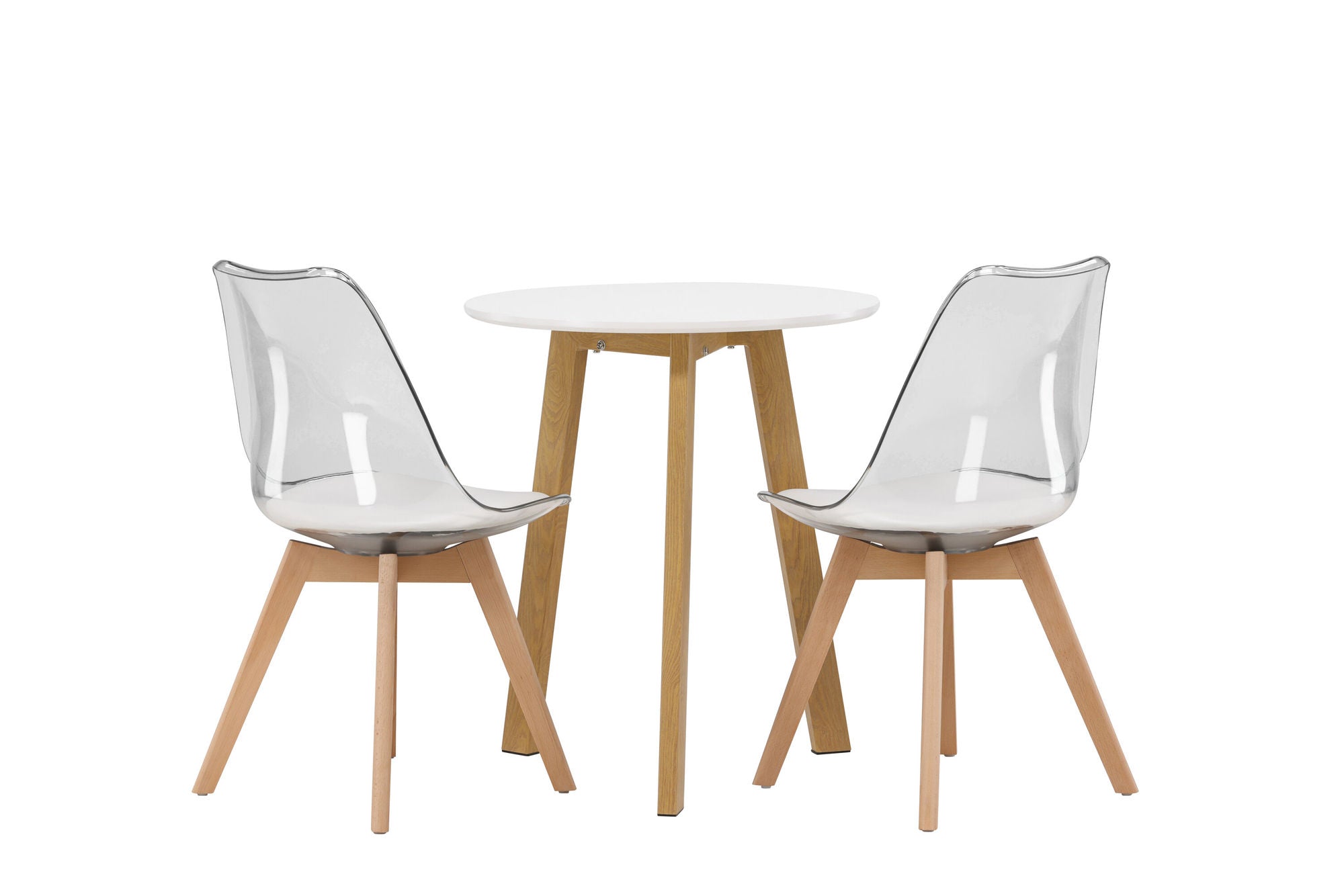 Venture Home Leonora spisebord φ65 - Oaklook / White MDF +Edvin Spisebordsstol - Nature / PET (seat cushion white) PET surface,seat with usual sponge _2