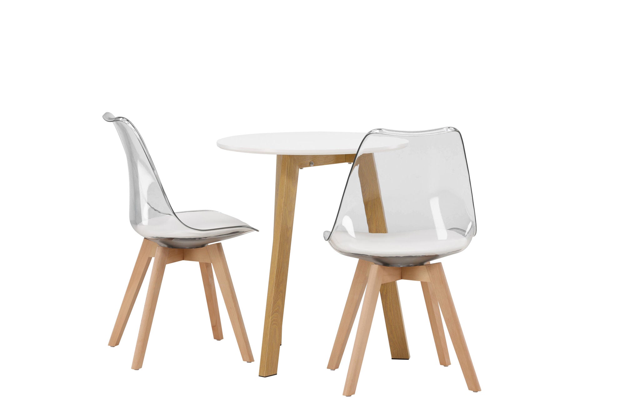 Venture Home Leonora spisebord φ65 - Oaklook / White MDF +Edvin Spisebordsstol - Nature / PET (seat cushion white) PET surface,seat with usual sponge _2