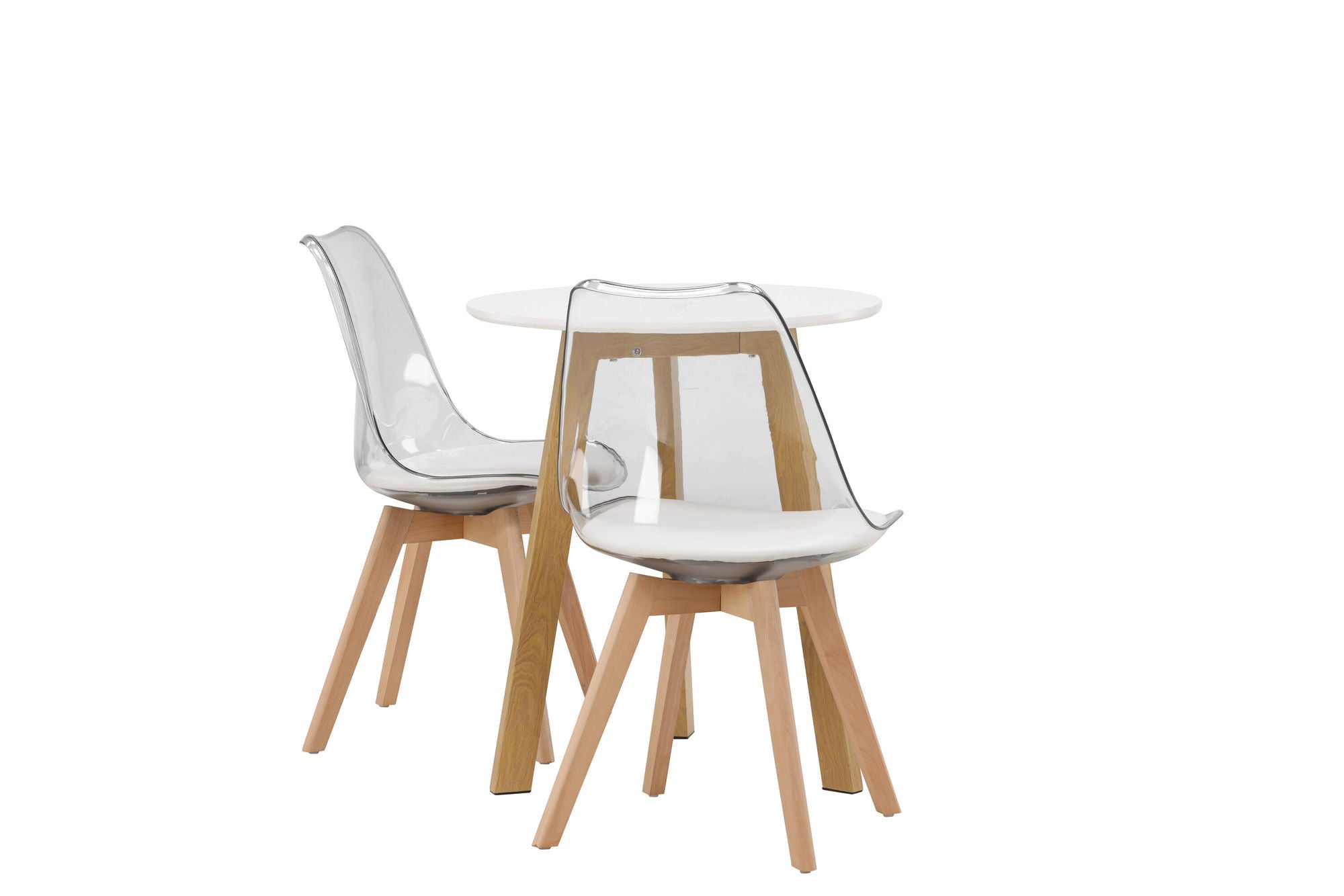 Venture Home Leonora spisebord φ65 - Oaklook / White MDF +Edvin Spisebordsstol - Nature / PET (seat cushion white) PET surface,seat with usual sponge _2