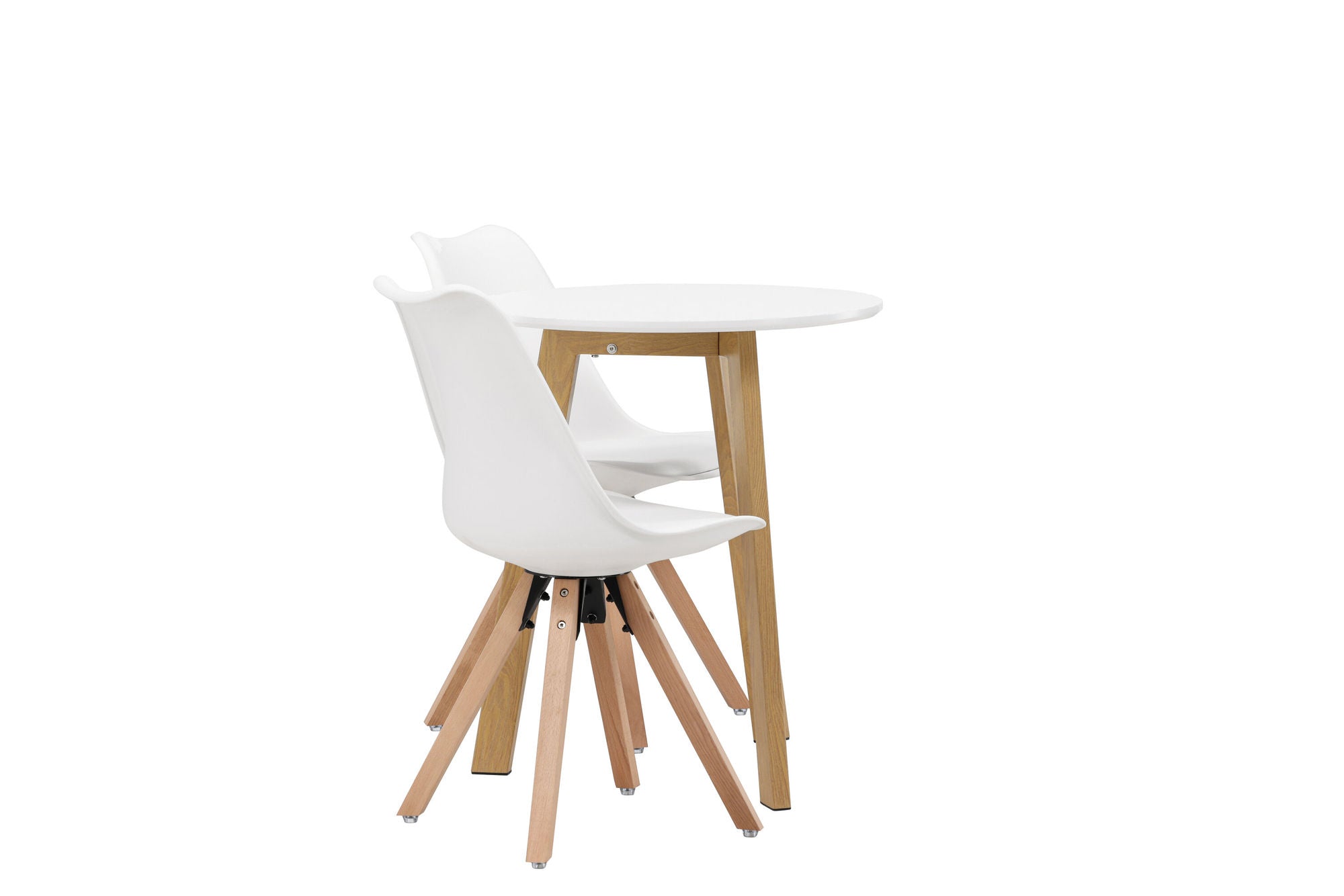 Venture Home Leonora spisebord φ65 - Oaklook / White MDF +Zeno Spisebordsstol - Nature woodlook / White PP _2
